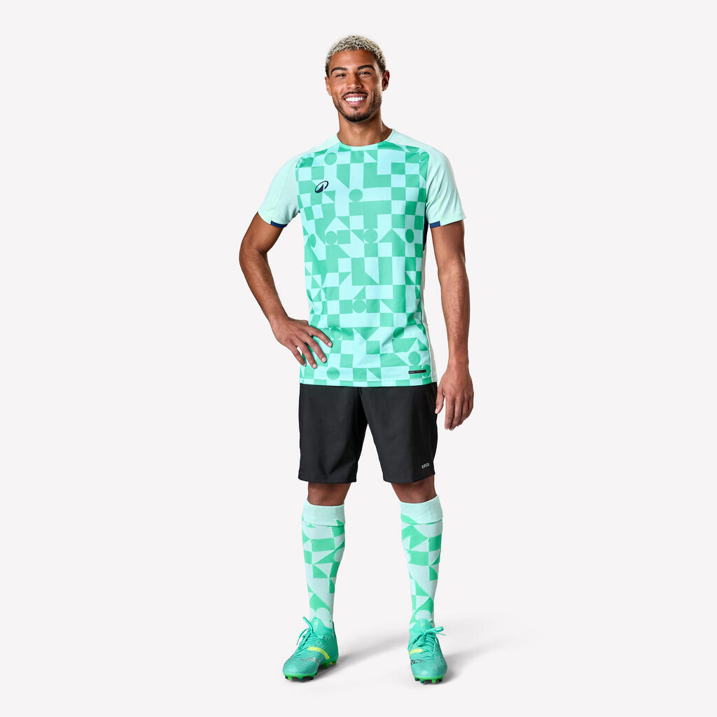 Maillot de football adulte manches courtes viralto wave jaune, gris, noir