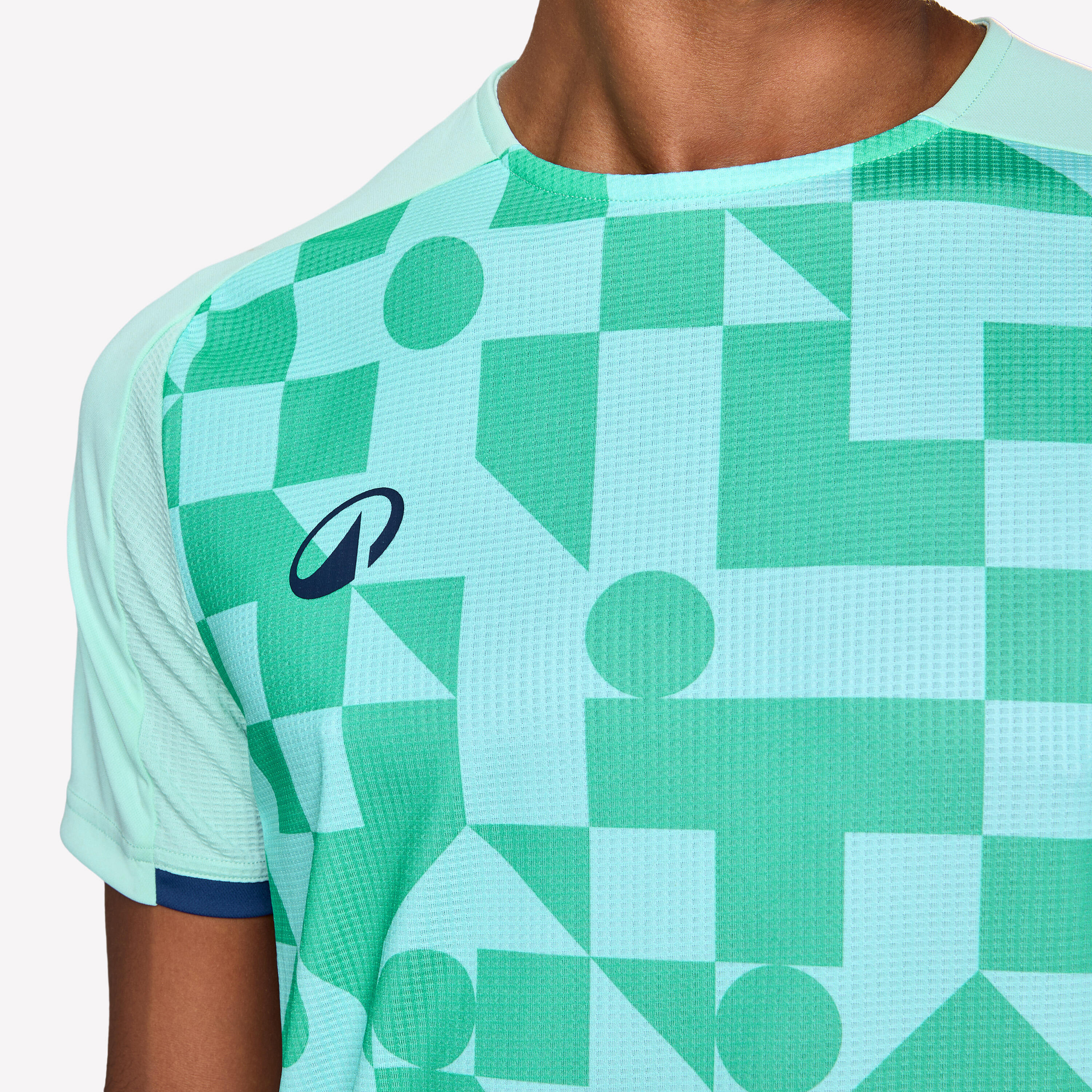 Maillot de football adulte manches courtes viralto check vert et marine 5/10