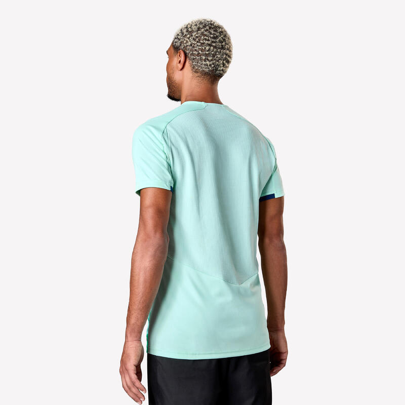 Maillot de football adulte manches courtes viralto check vert et marine