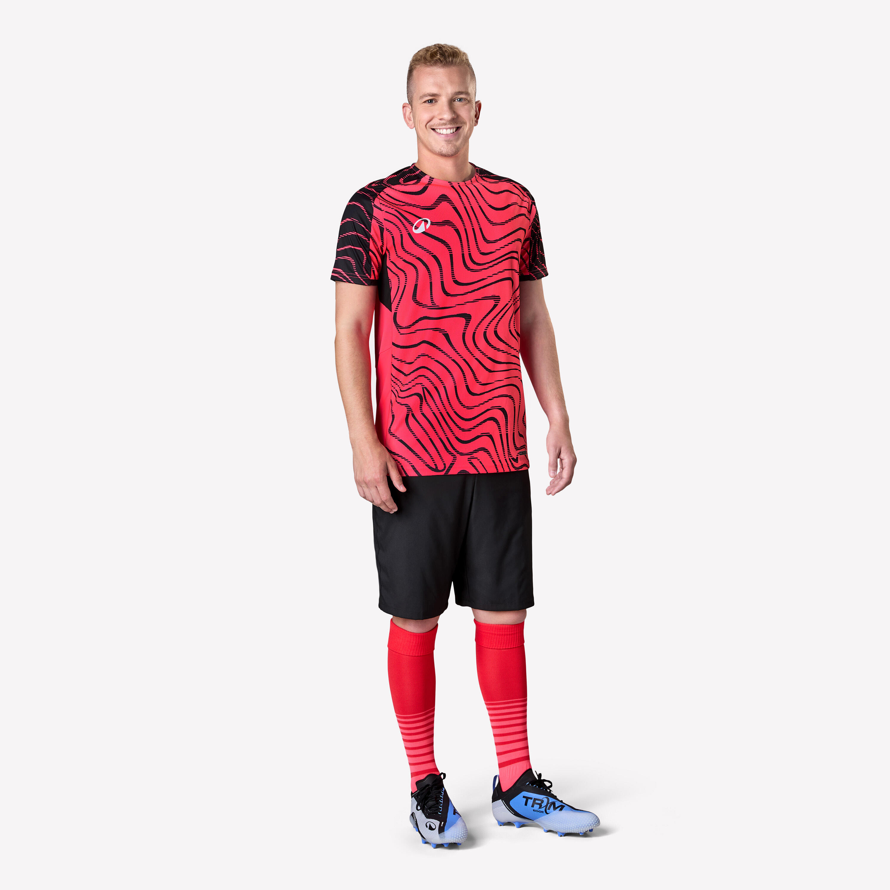 Adult Short-Sleeved Football Shirt Viralto Topo - Neon Pink & Black