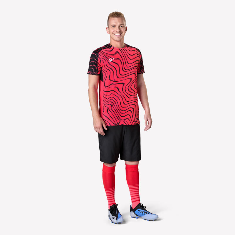 MAILLOT DE FOOTBALL ADULTE MANCHES COURTES VIRALTO TOPO ROSE FLUO & NOIR