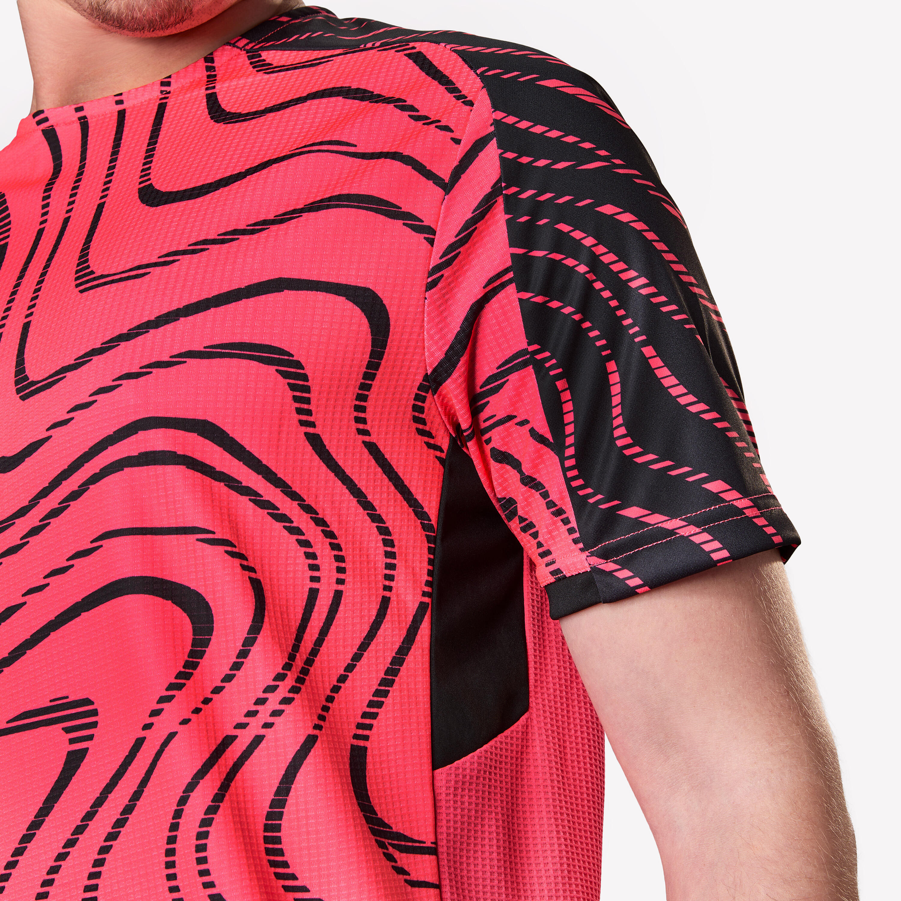 Adult Short-Sleeved Football Shirt Viralto Topo - Neon Pink & Black