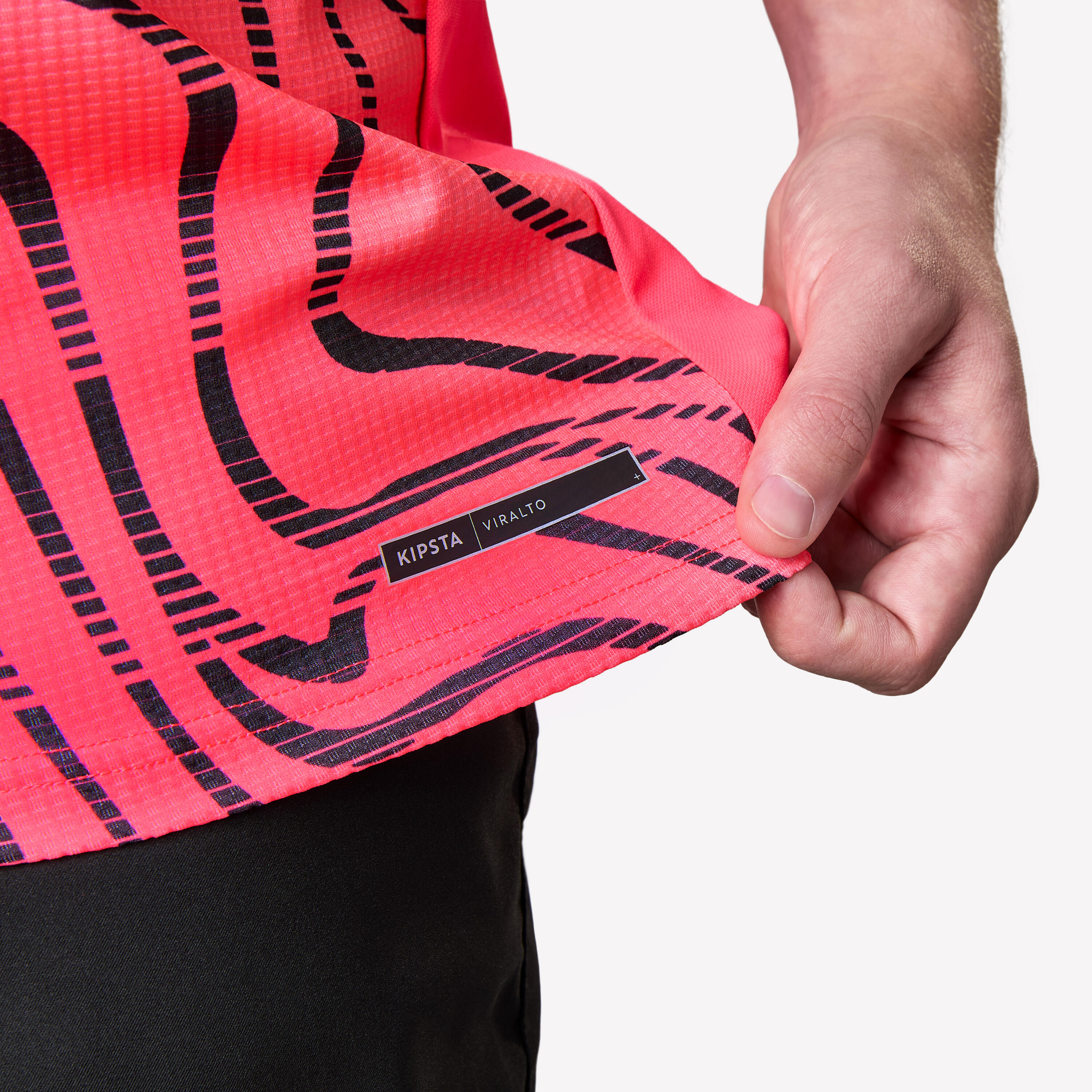 Adult Short-Sleeved Football Shirt Viralto Topo - Neon Pink & Black