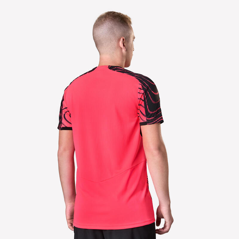 MAILLOT DE FOOTBALL ADULTE MANCHES COURTES VIRALTO TOPO ROSE FLUO & NOIR