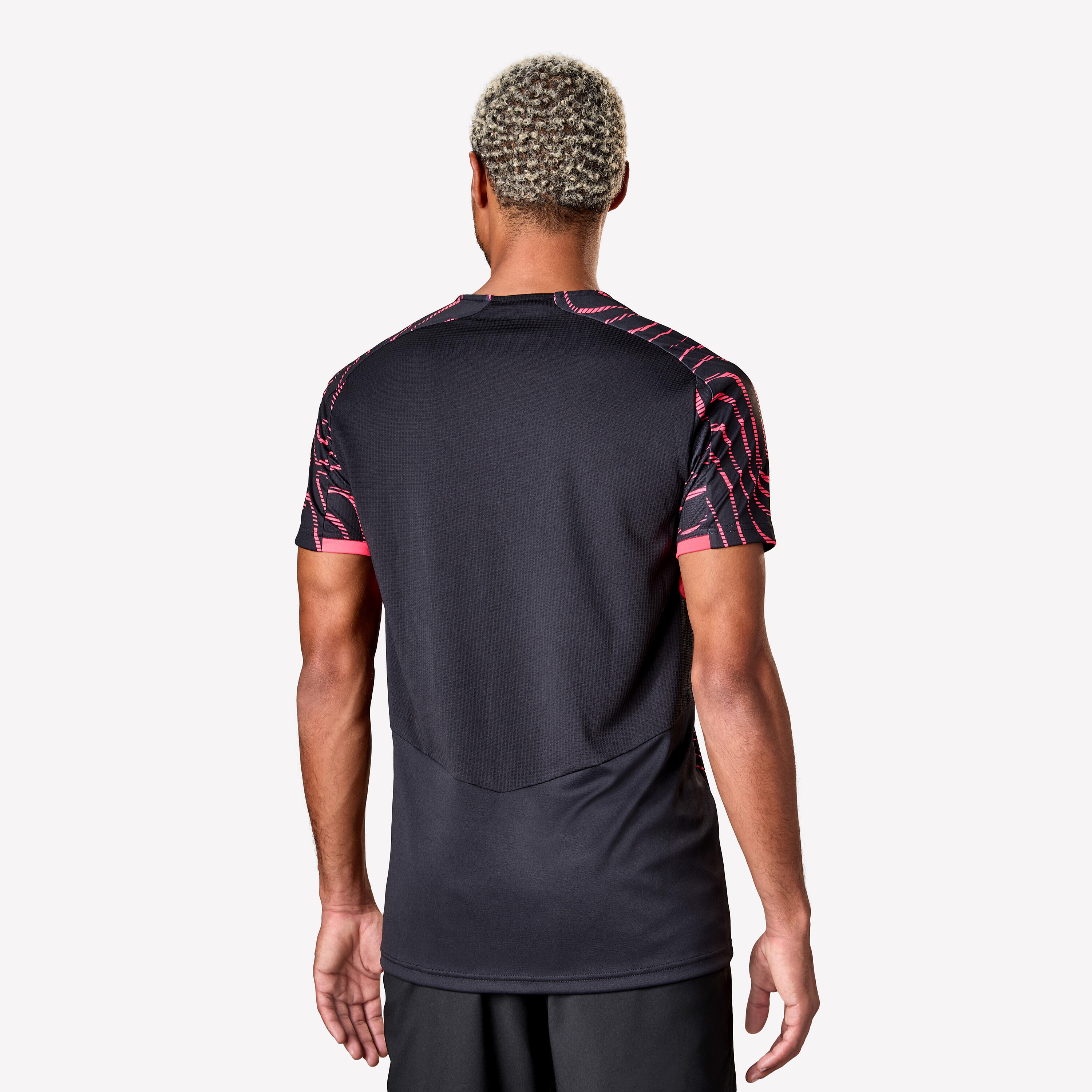 Adult Short-Sleeved Football Shirt Viralto Topo - Black & Neon Pink