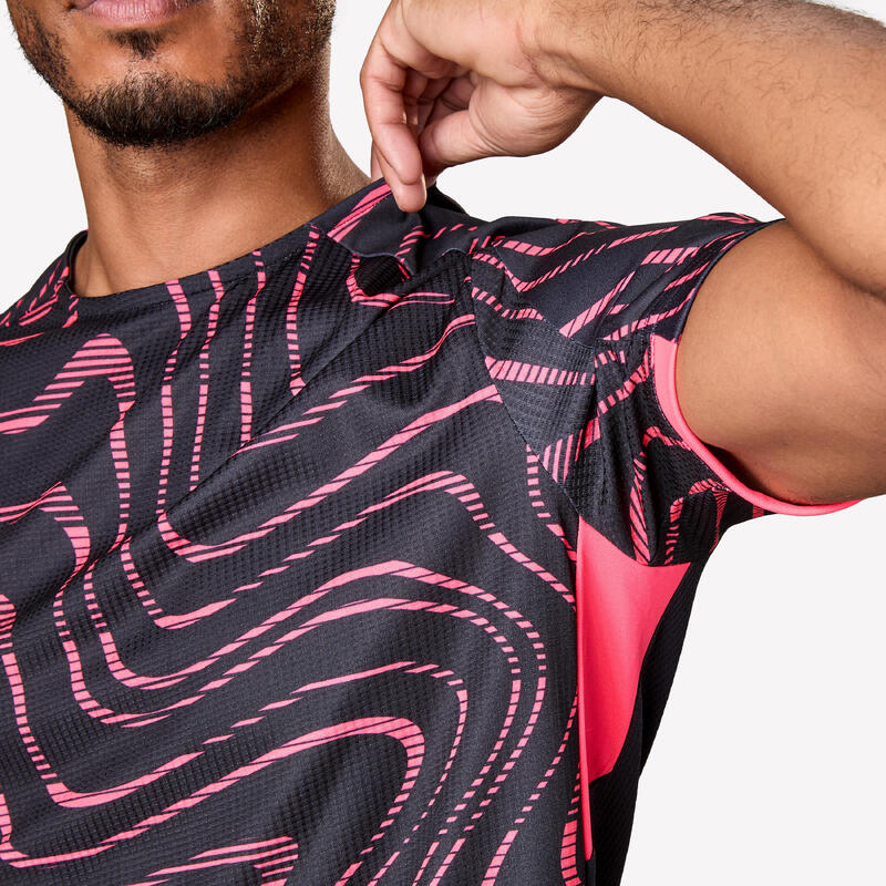 MAILLOT DE FOOTBALL ADULTE MANCHES COURTES VIRALTO TOPO NOIR & ROSE FLUO