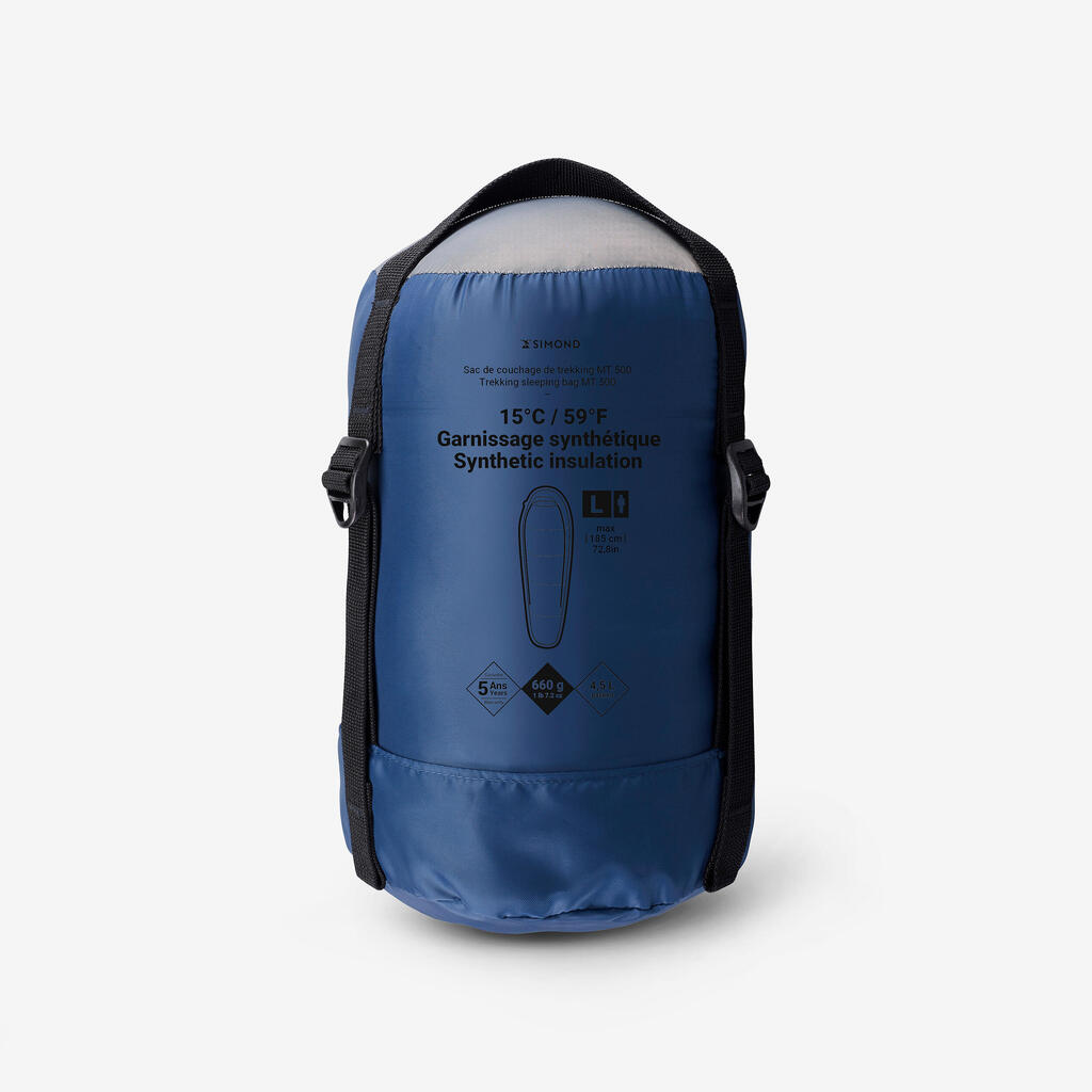 Sac de couchage de trekking 15°C jumelable et compact, MT500 synthétique