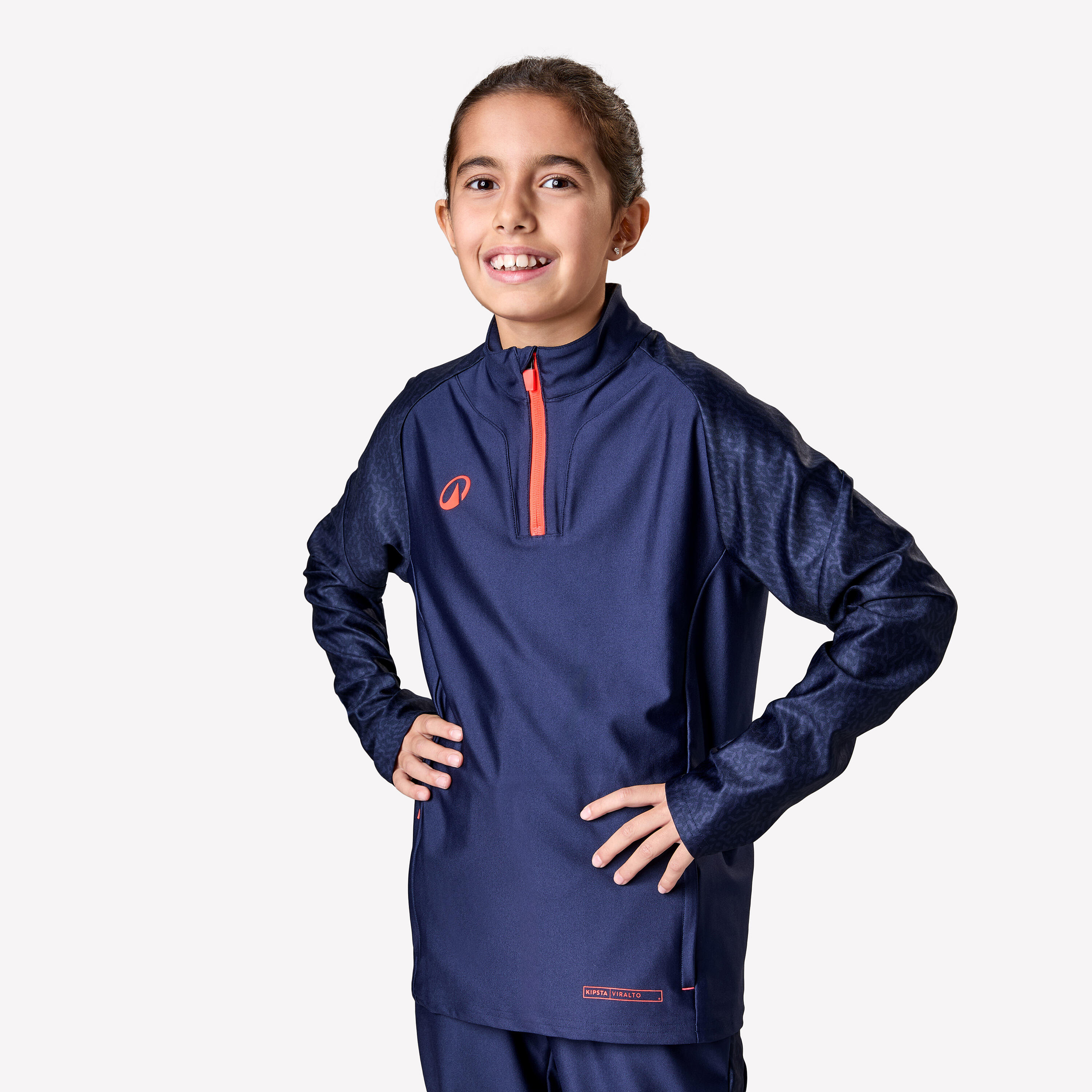 KIPSTA Kinder Fußball Sweatshirt 1/2 Zip - Viralto Roarr marineblau/rot 