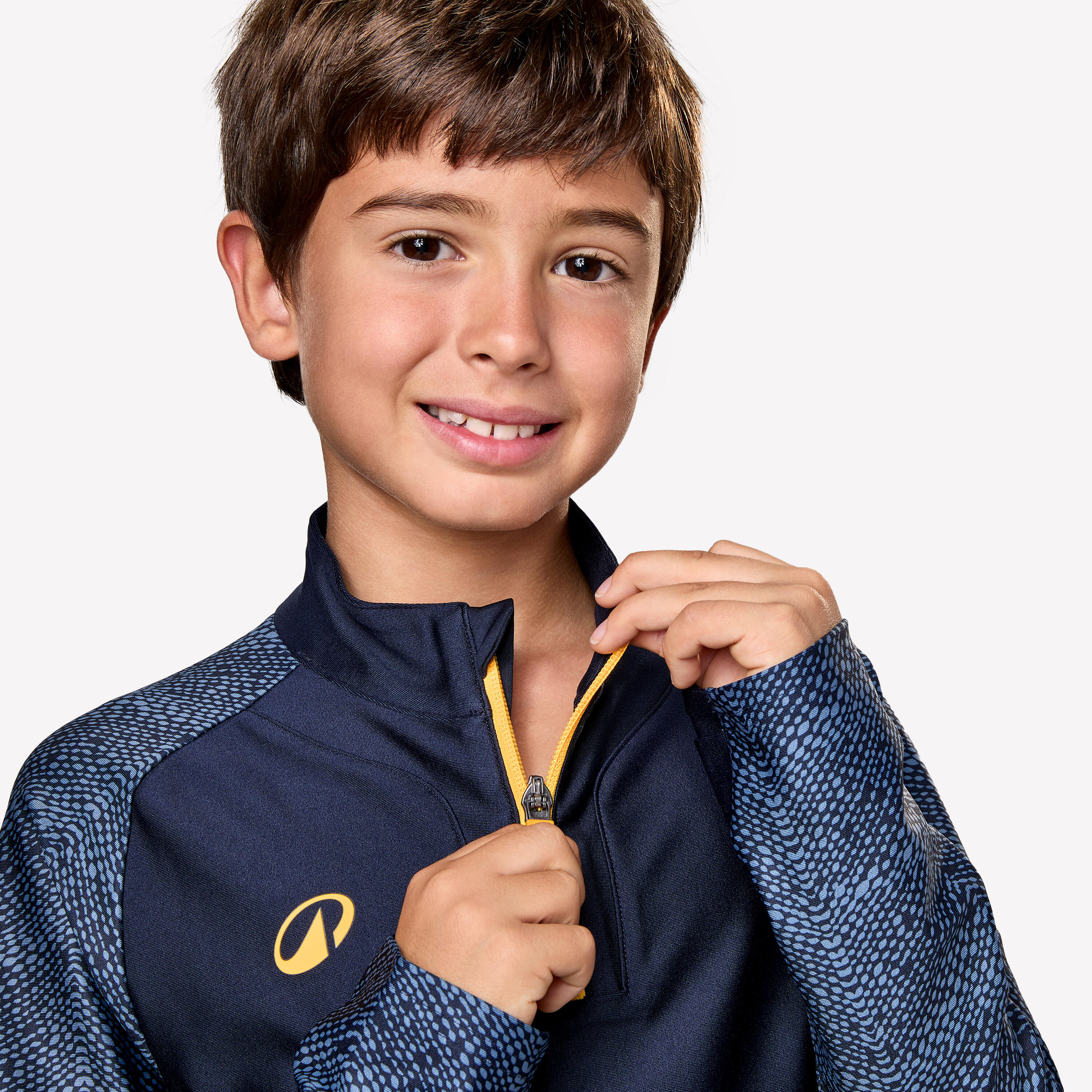 Felpa calcio bambino VIRALTO ROARR 1/2 zip blu-arancione 3/7