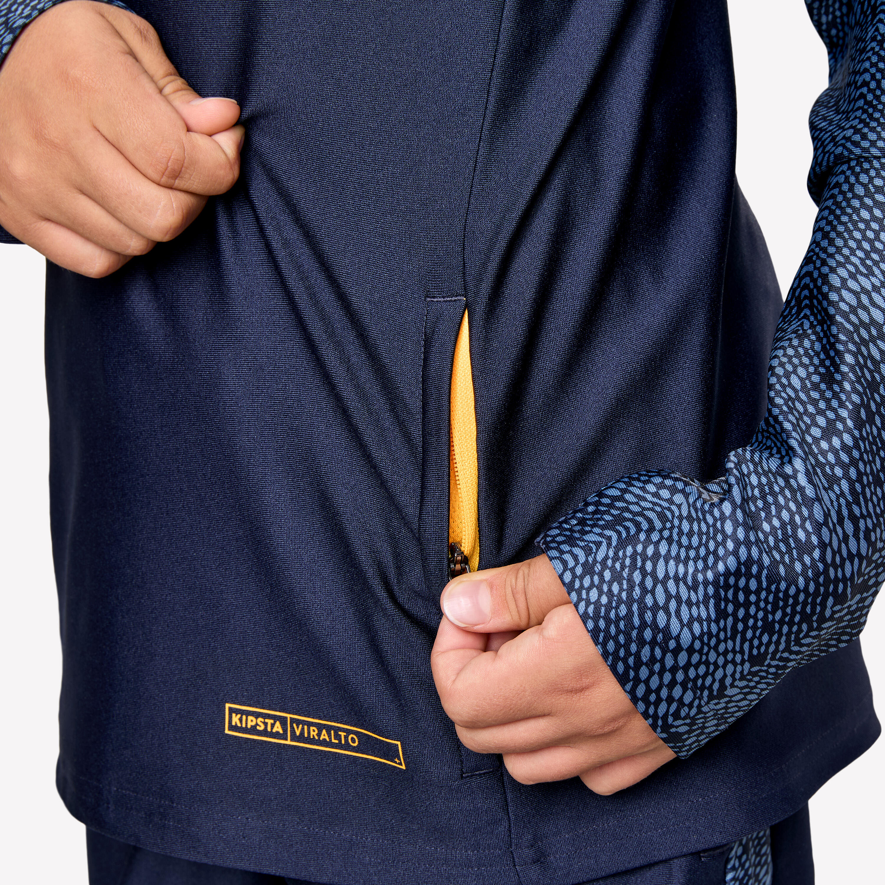 Felpa calcio bambino VIRALTO ROARR 1/2 zip blu-arancione 5/7
