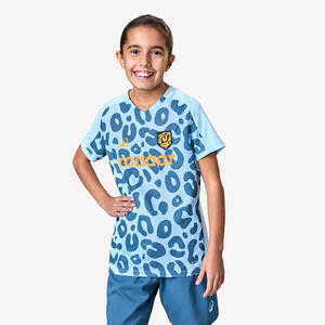 Camiseta de fútbol Viralto para Niña azul leopardo.