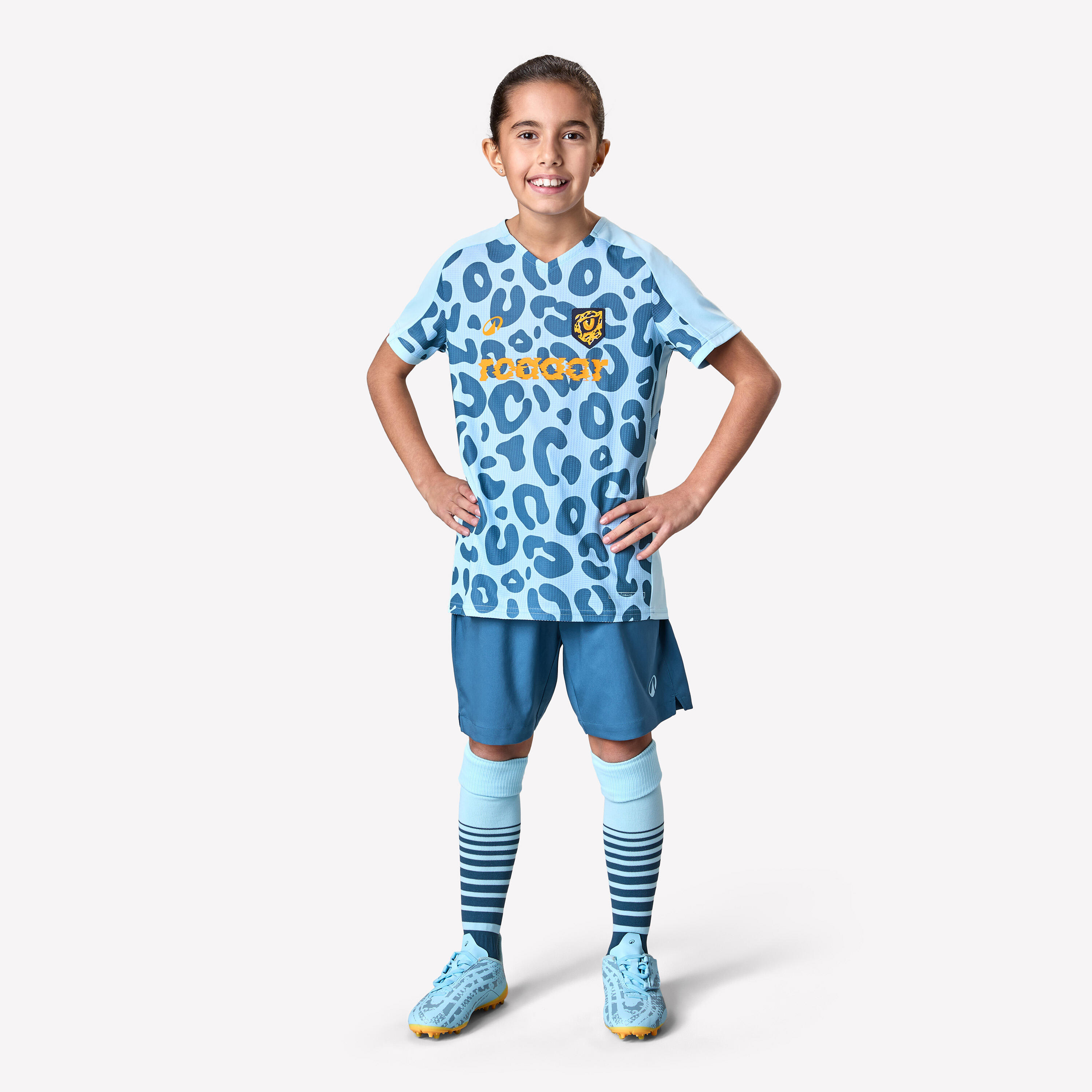 Girls' Football Shirt Viralto Blue/Leopard KIPSTA Decathlon