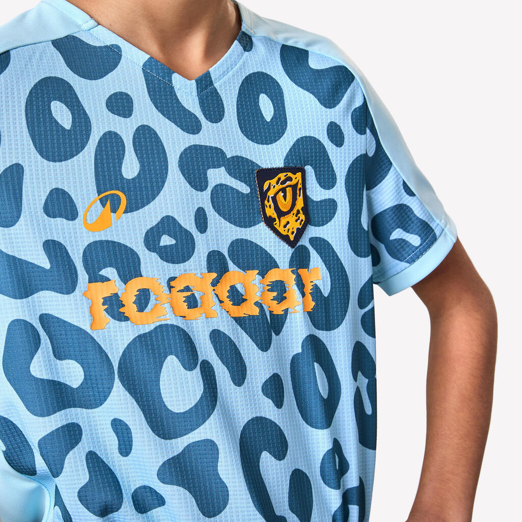 Dievčenský futbalový dres Viralto modrý s leopardím vzorom