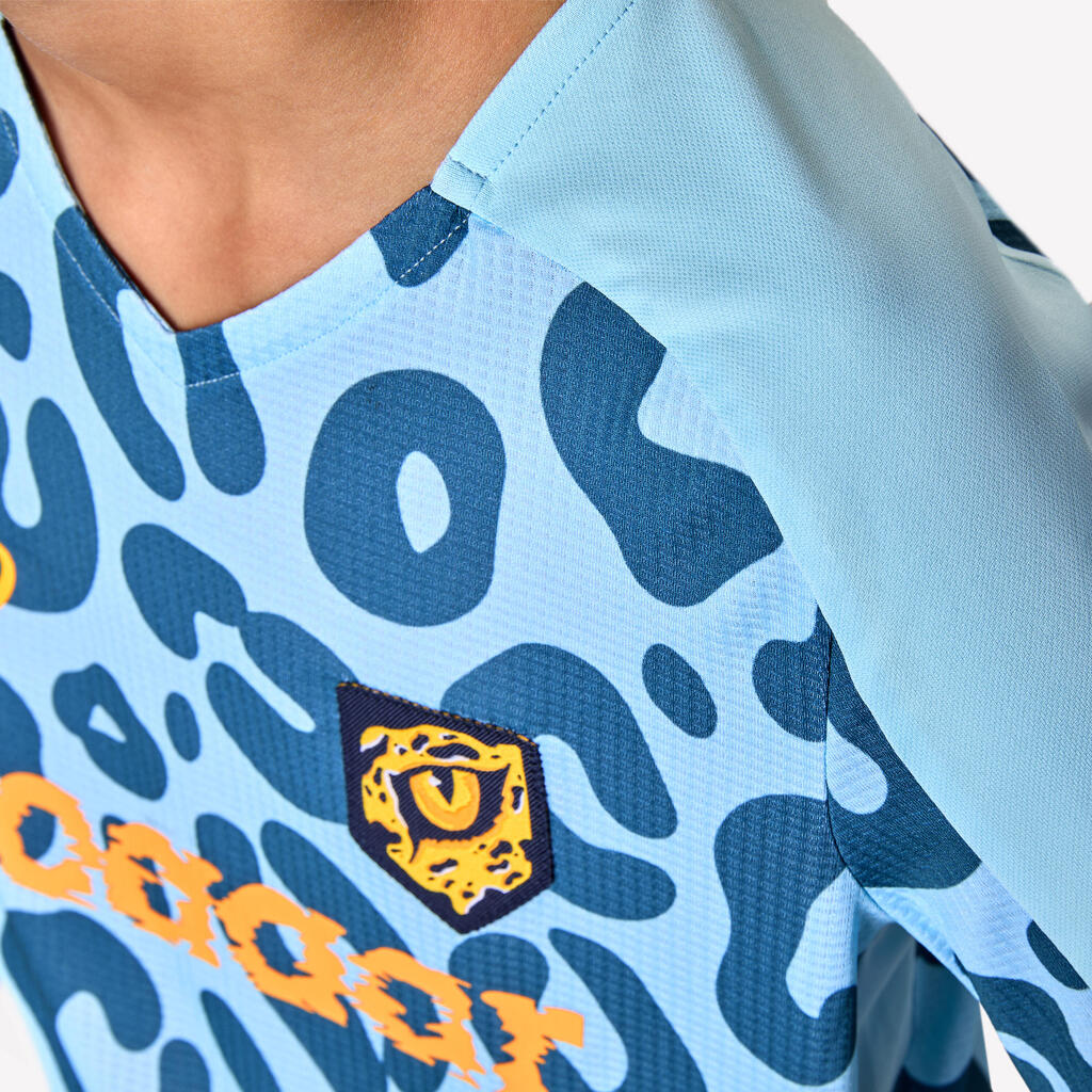 Dievčenský futbalový dres Viralto modrý s leopardím vzorom