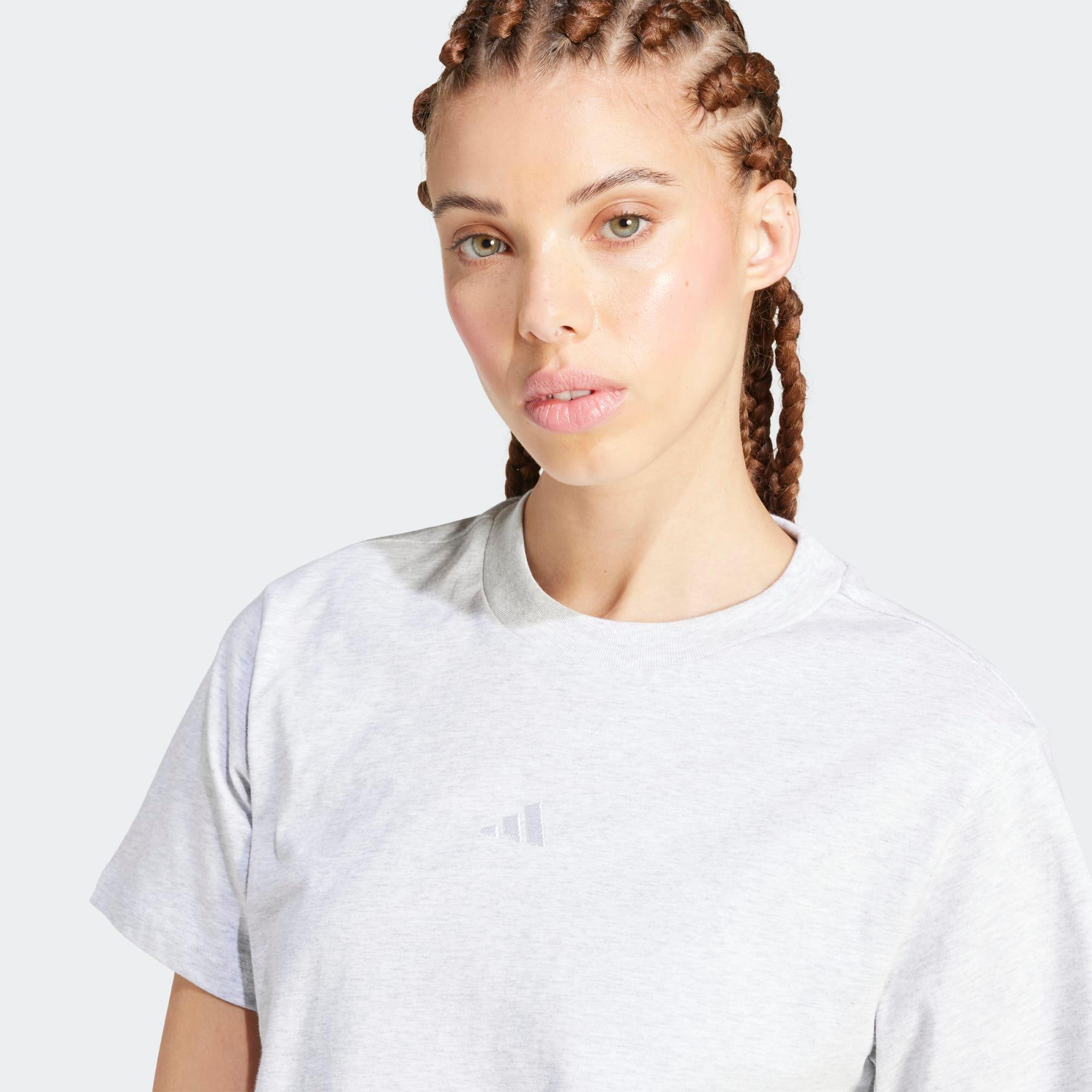 Fitness-T-Shirt aus Baumwolle Damen, grau 4/5