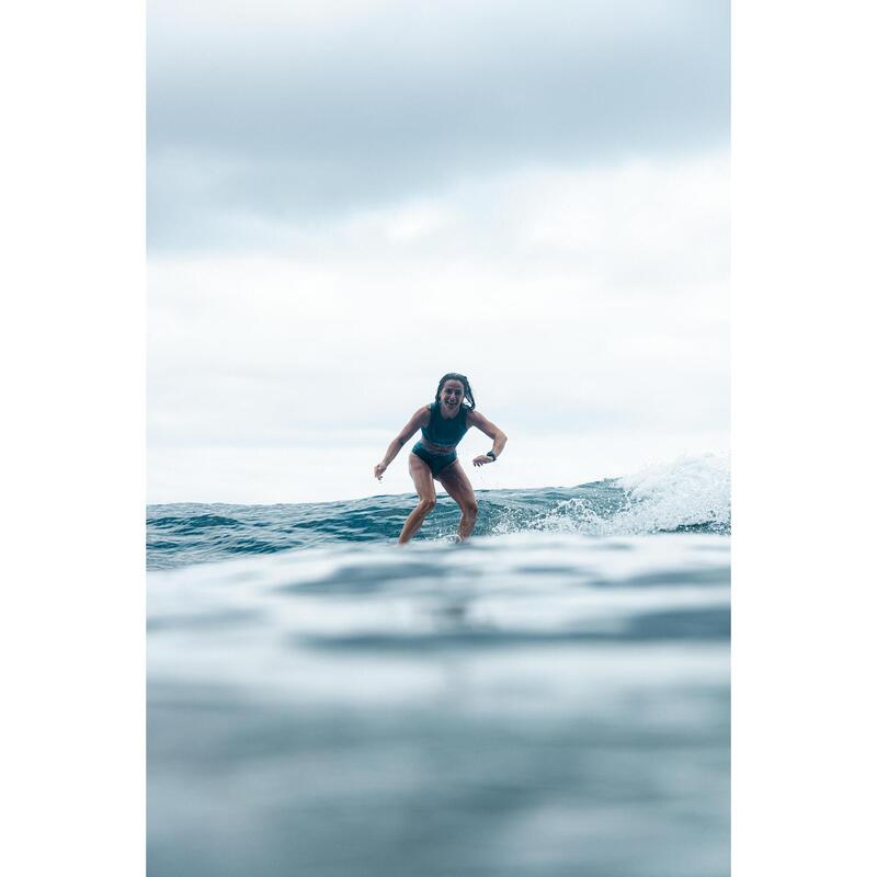 Bas de maillot culotte taille haute surf Femme - Rosa bleu
