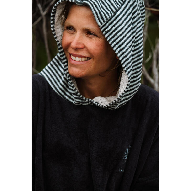 Poncho de baie plajă surf 900 Fish Albastru-Gri Adulți peste 150 cm
