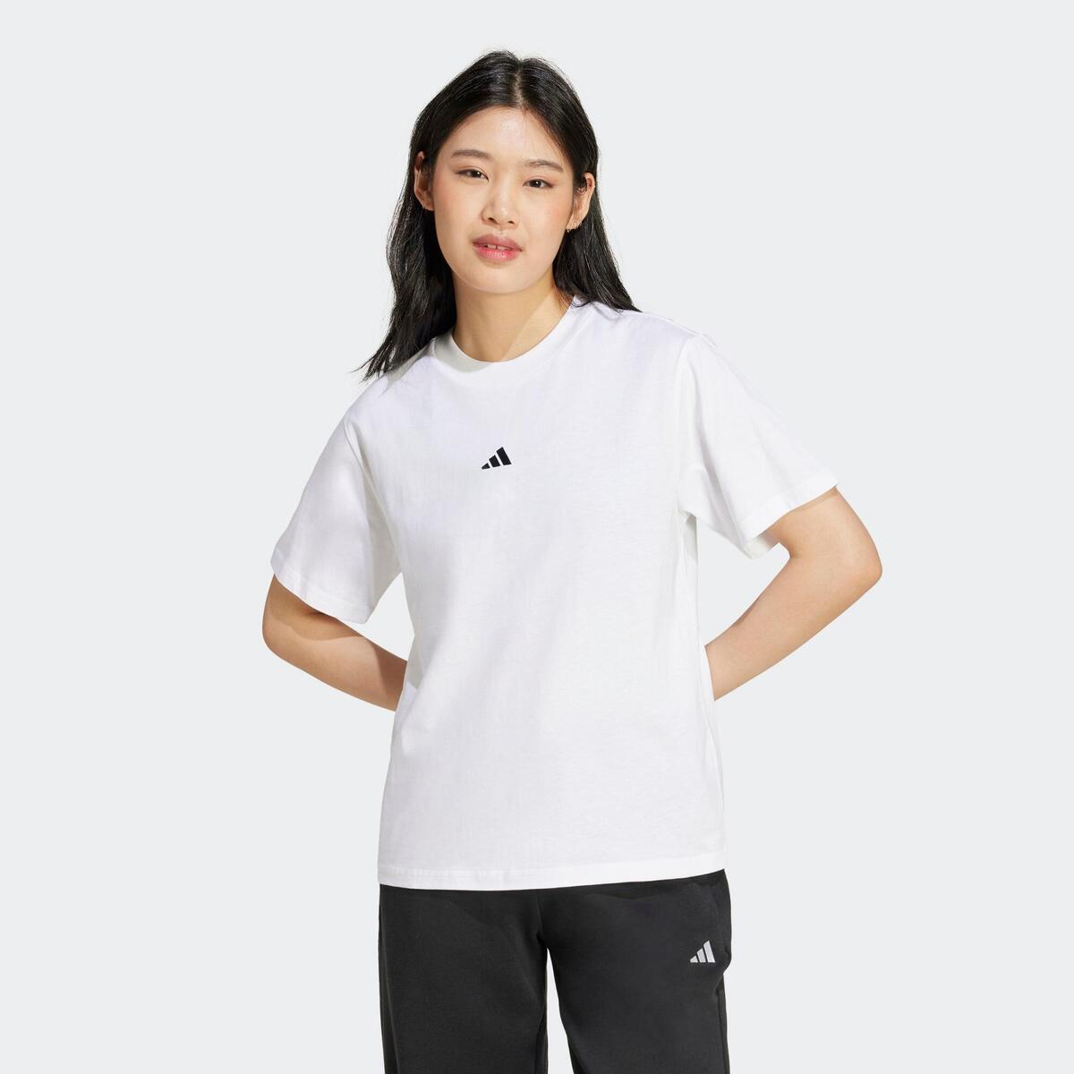 T-shirt de fitness en coton femme, blanc