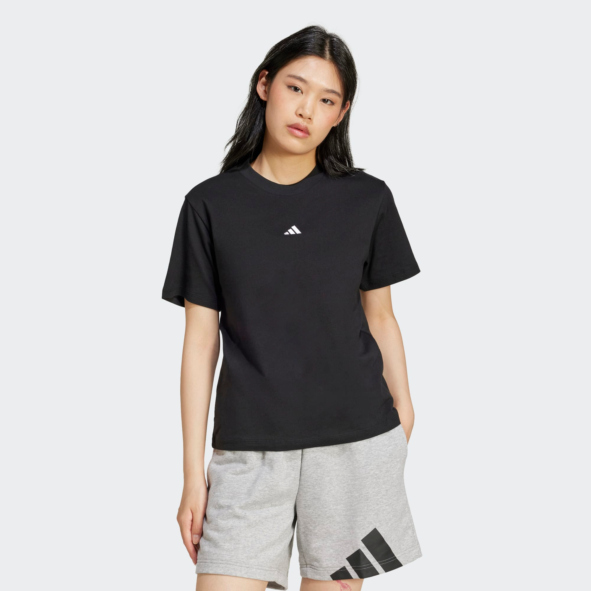 T-shirt de fitness en coton, noir - Adidas