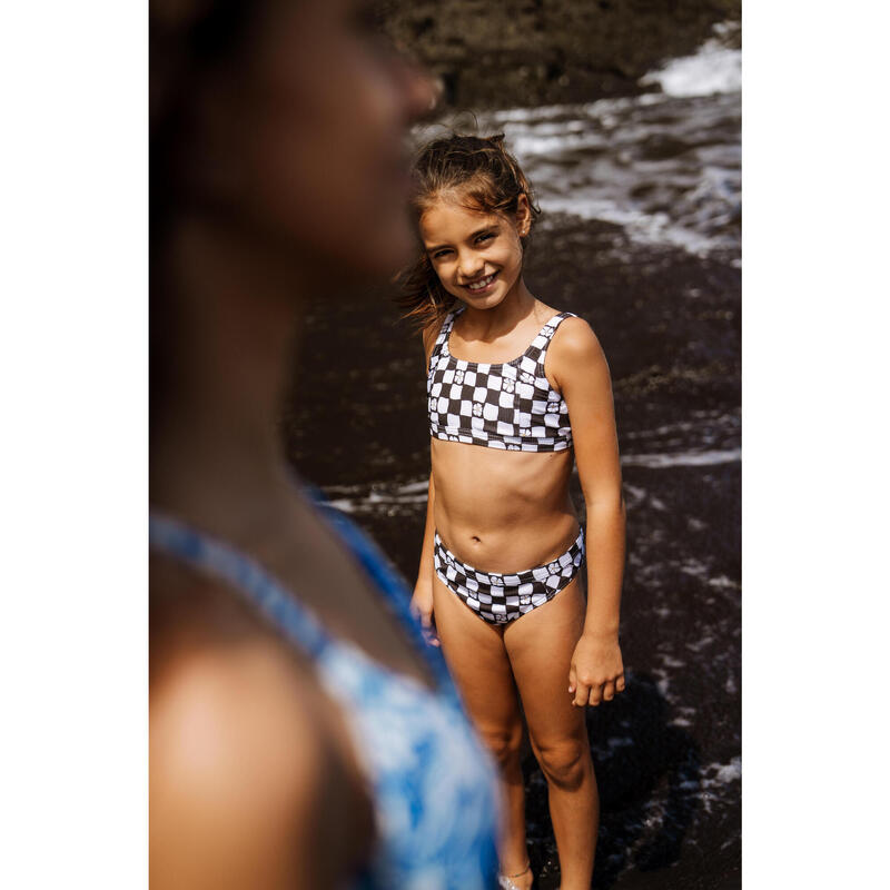 Bas de maillot de bain surf Fille - Alma hao noir et blanc