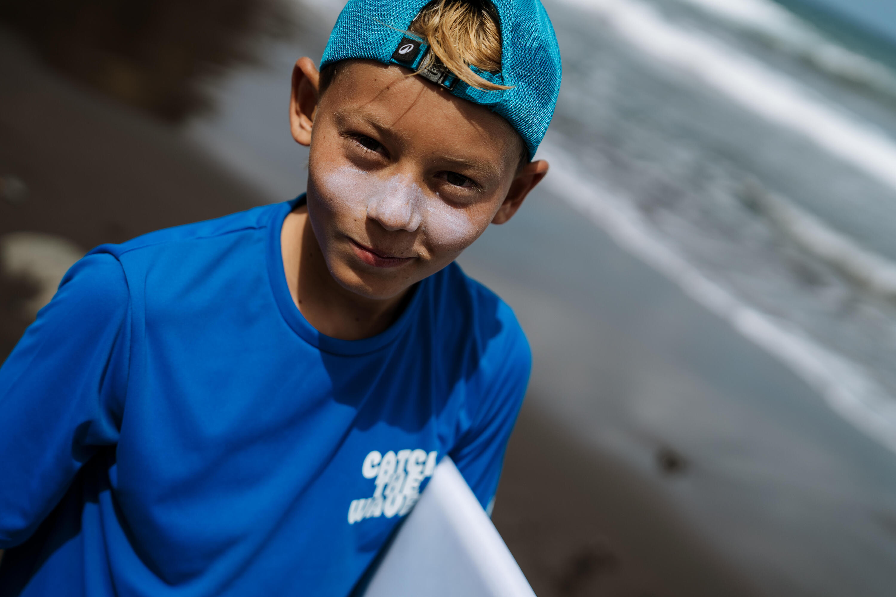 Casquette trucker surf Junior - Catch thrill bleue et blanche 5/5