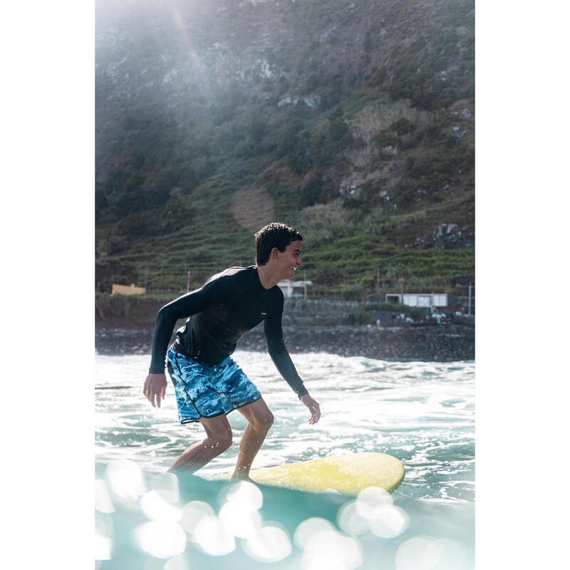 Bluză surf anti-UV 900 Negru Băieți 