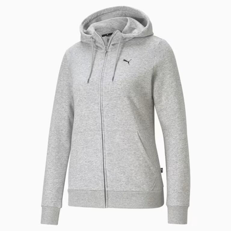 PUMA Sweatshirt Wanita ESSENTIAL Full-Zip Hoodie - Abu Muda