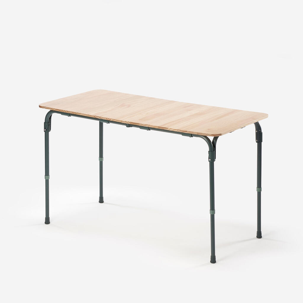 TABLE DE CAMPING PLIANTE - REGLABLE (50 à 71cm) - 4/6 PERSONNES - PLATEAUX BOIS