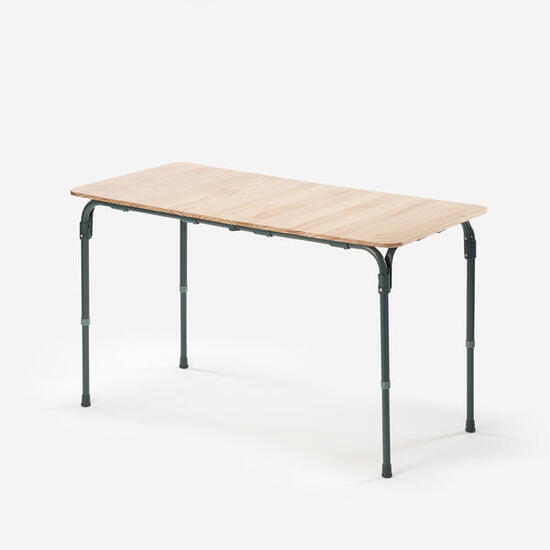 Table de camping pliante et réglable, 4/6 personnes, avec plateau bois