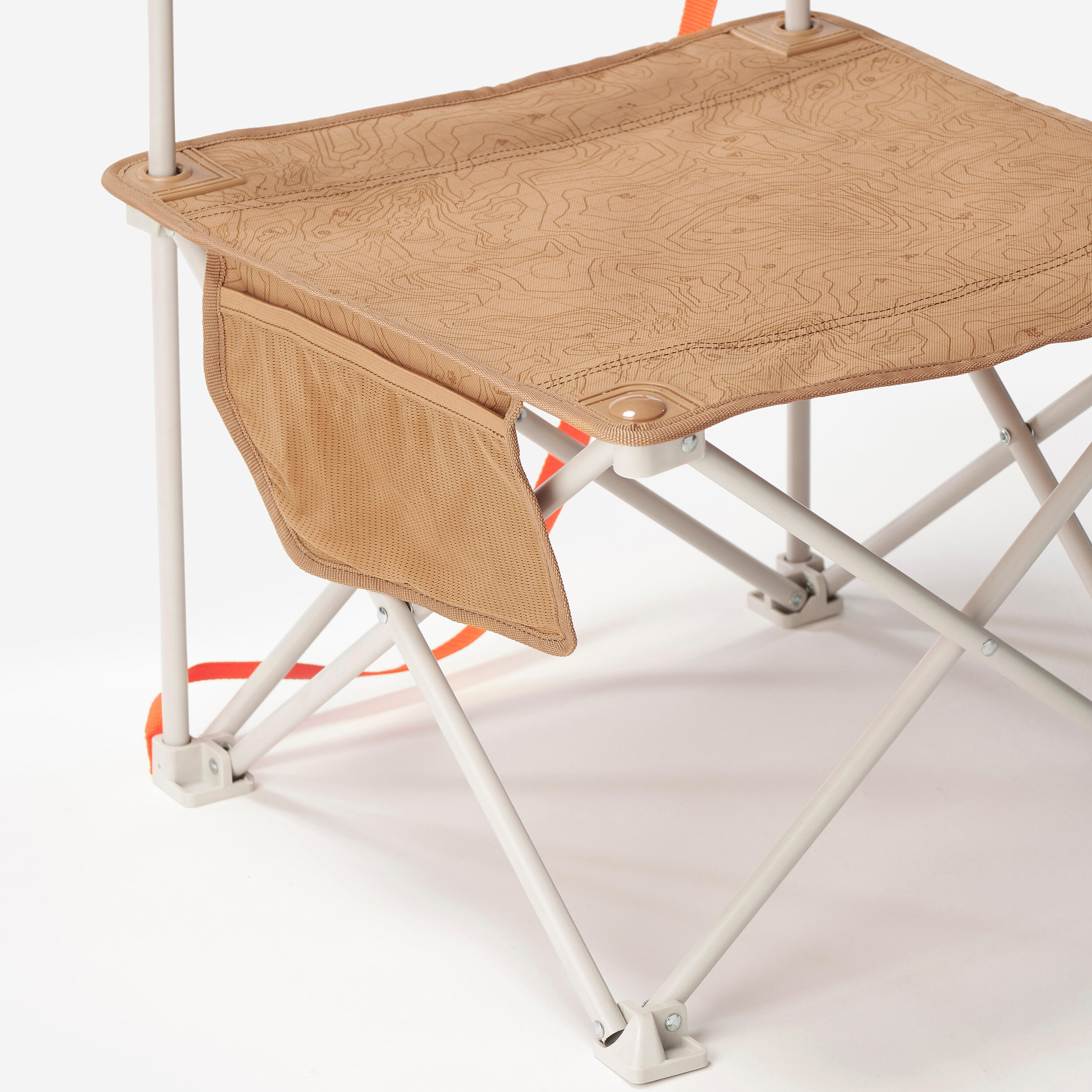Lage campingstoel 100 bruin compact opvouwbaar 6/8