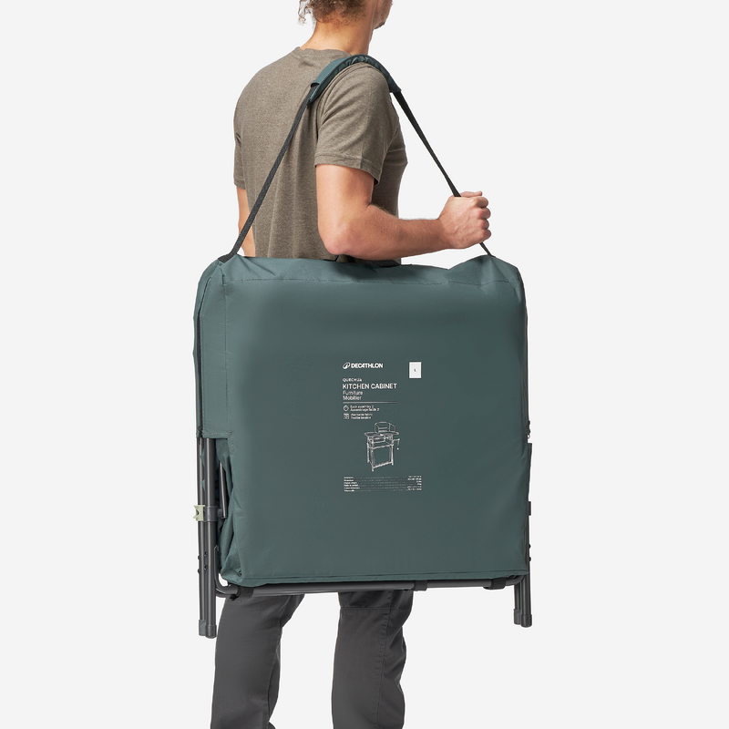 Rangement Cuisine De Camping Pliable 2 étagères 4 Tablettes Plateau Sac Acier Alu