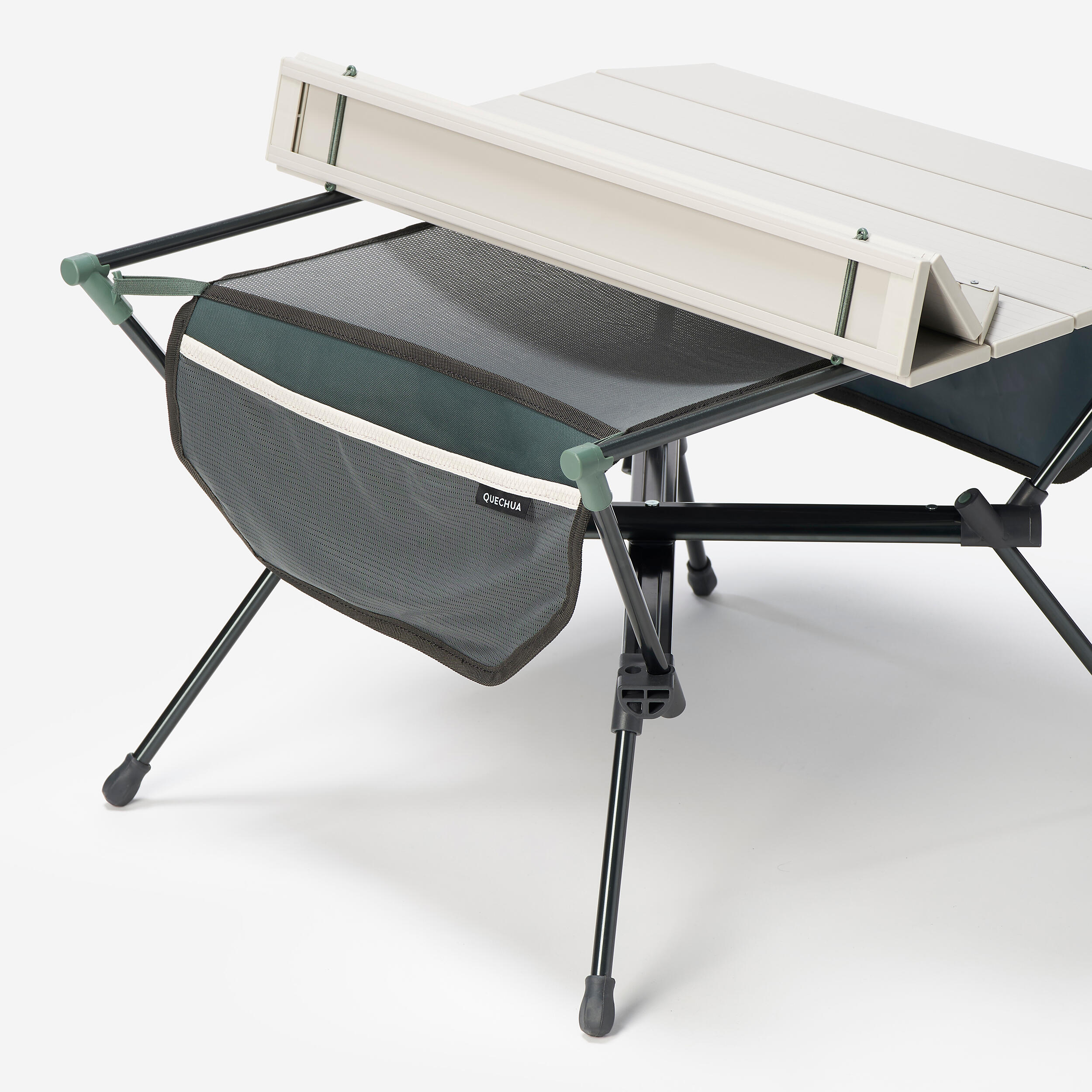 LOW TABLE -  COMPACT - FOR CAMPING - 500  - BEIGE - GREEN 3/6