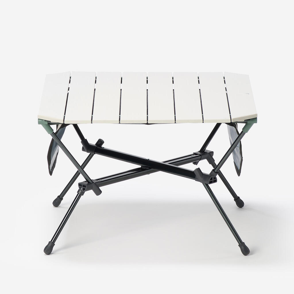 LOW TABLE -  COMPACT - FOR CAMPING - 500  - BEIGE - GREEN