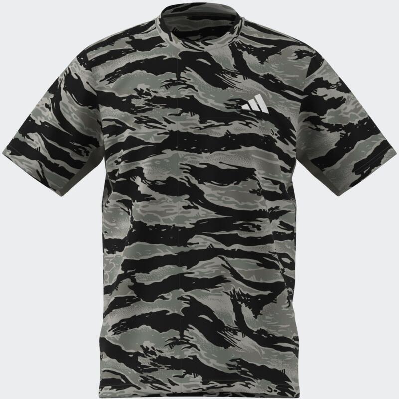 Camiseta Fitness Hombre Verde Estampado Camuflaje