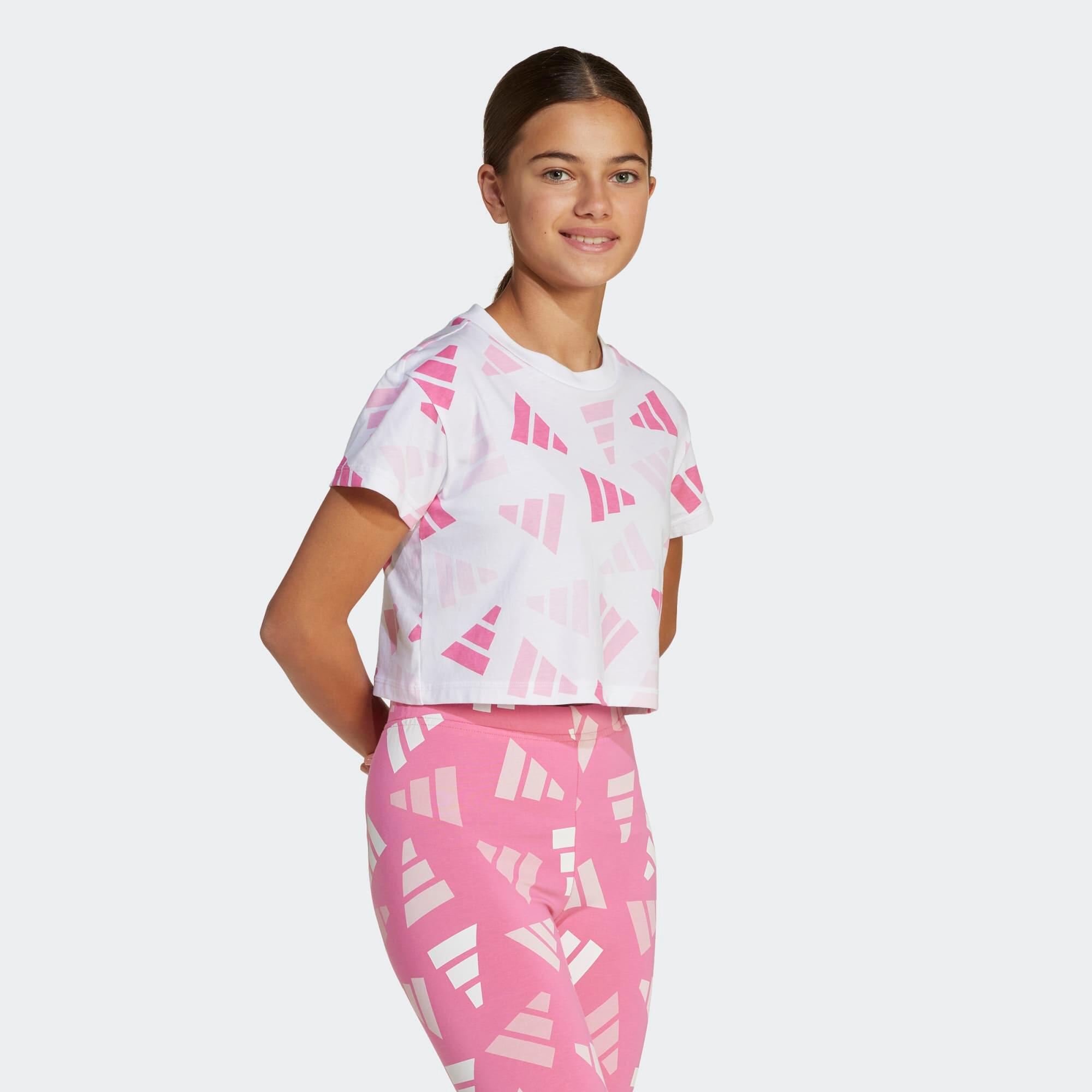 Tricou bumbac ADIDAS Alb și roz Fete