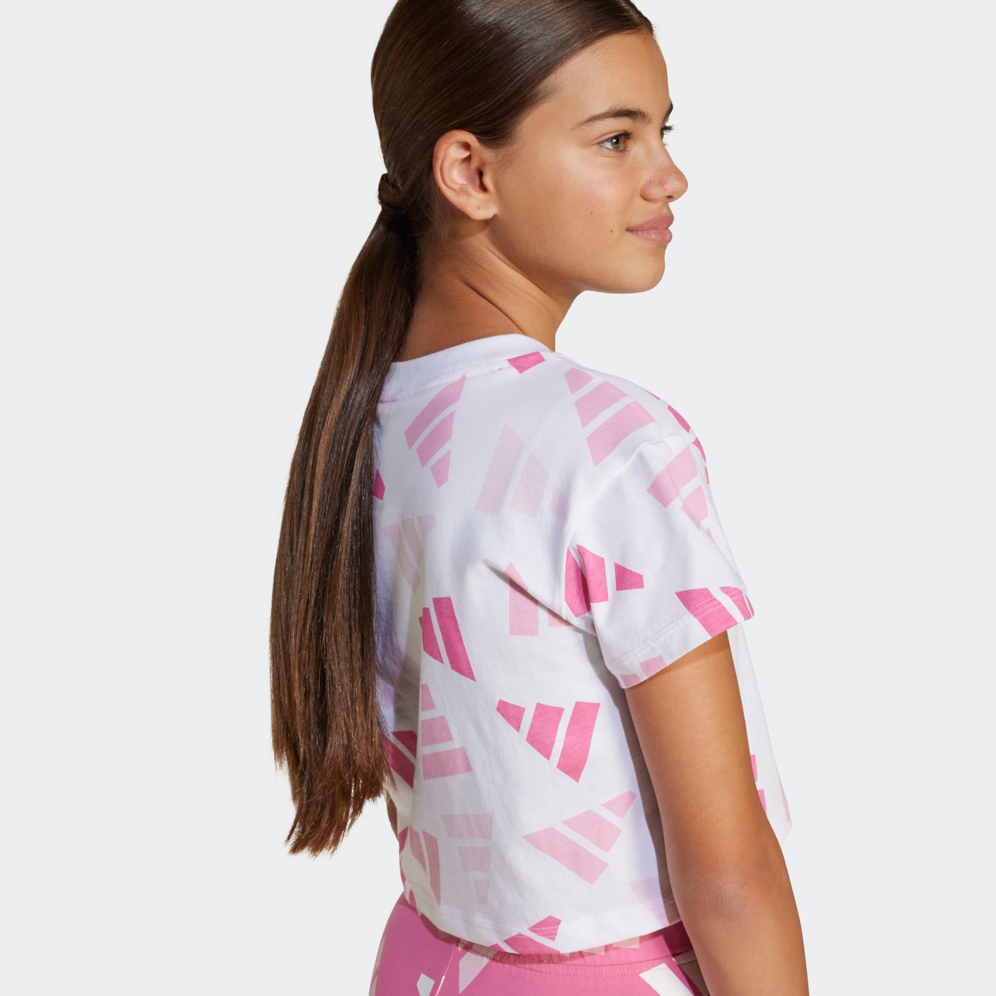 T-shirt en coton pour fille, blanc et rose 4/5