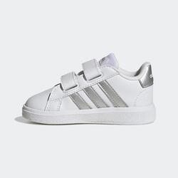 Chaussure bébé grand court 2.0, blanc argent