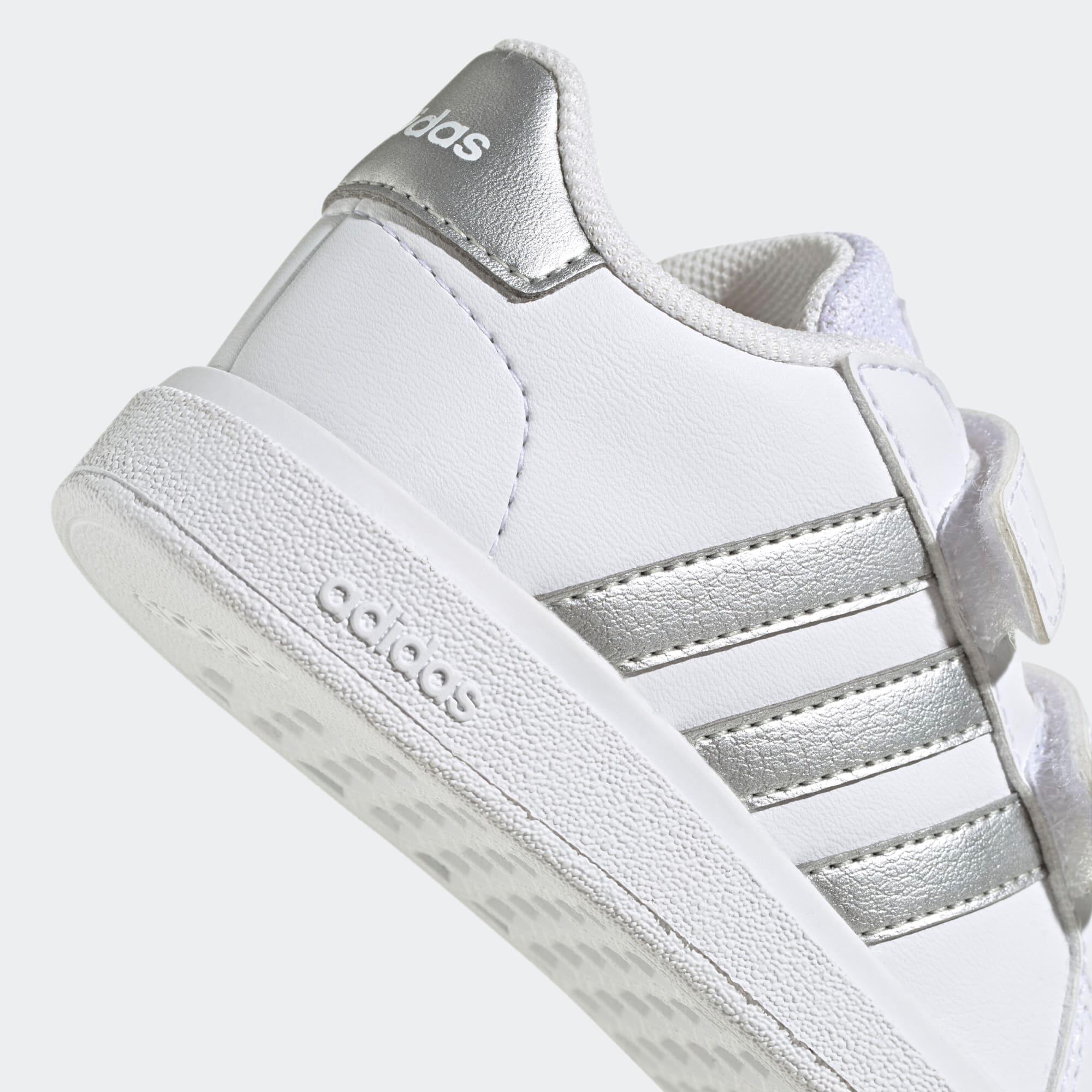 Scarpe primi passi ADIDAS bambino GRAND COURT 2.0 con strap bianco-argento 5/11