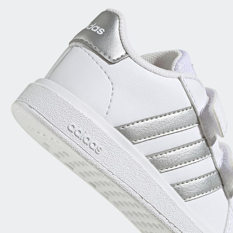 Chaussure bébé grand court 2.0, blanc argent