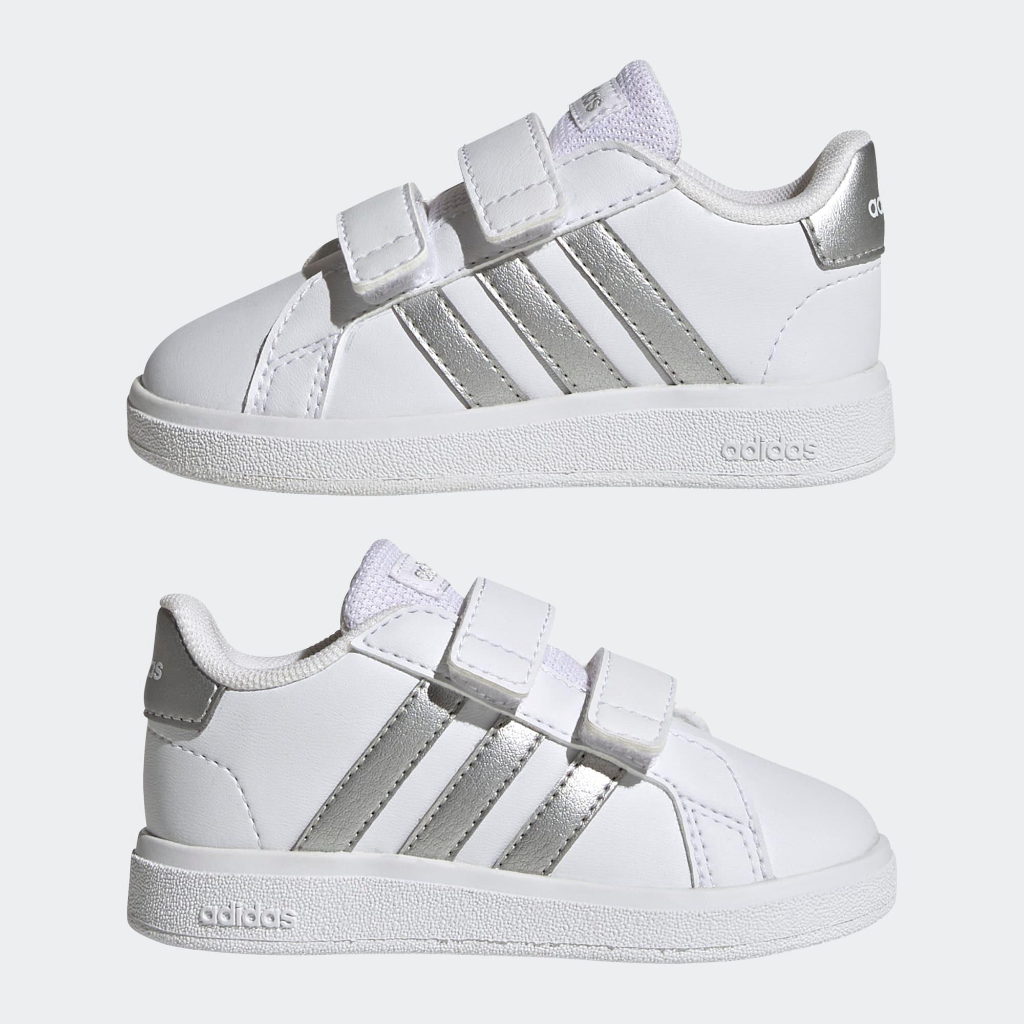 Scarpe primi passi ADIDAS bambino GRAND COURT 2.0 con strap bianco-argento 10/11