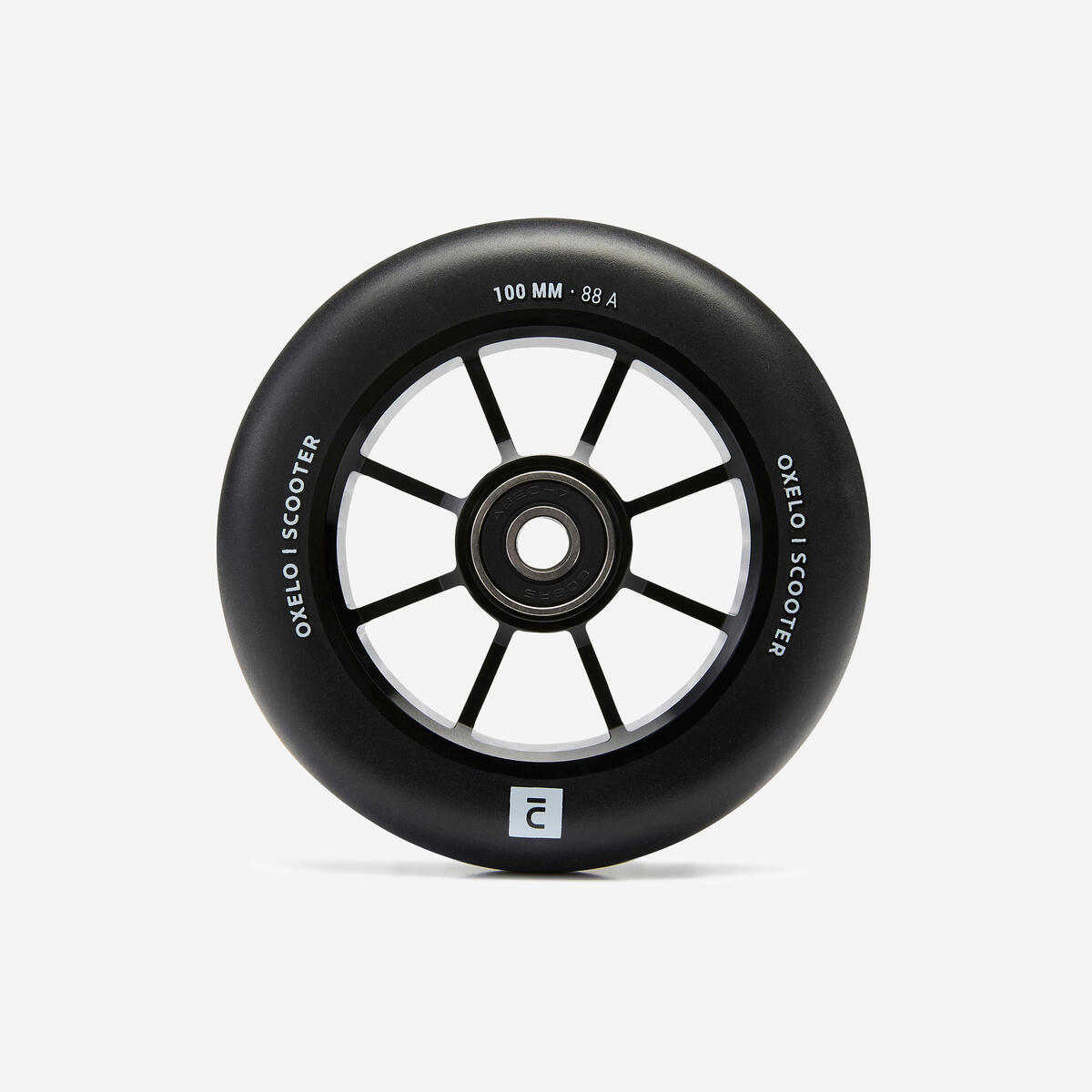 Roue freestyle 100mm avec jante noire en alu  et gomme noir PU85A