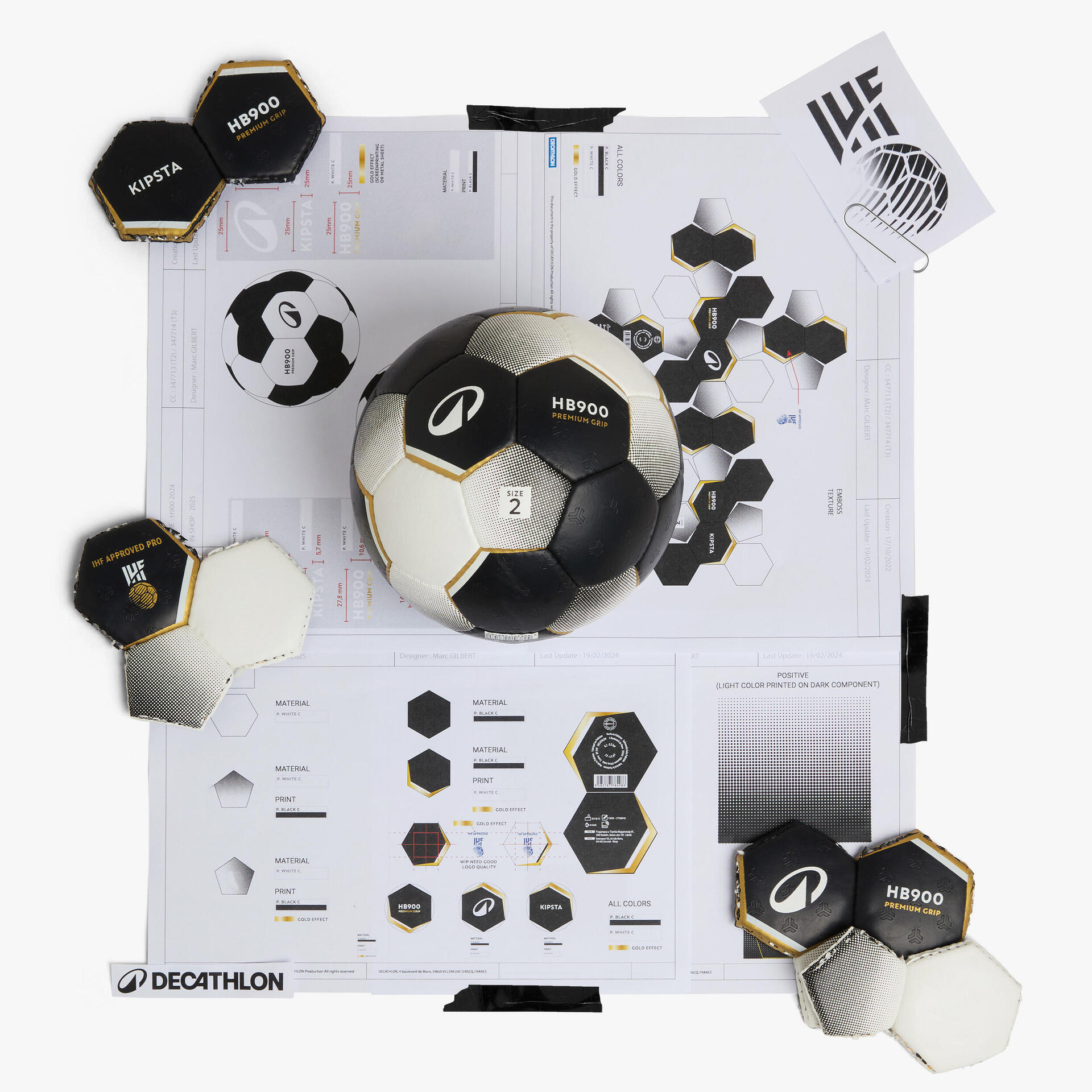 Ballon de handball taille 2 - h900 blanc / noir
