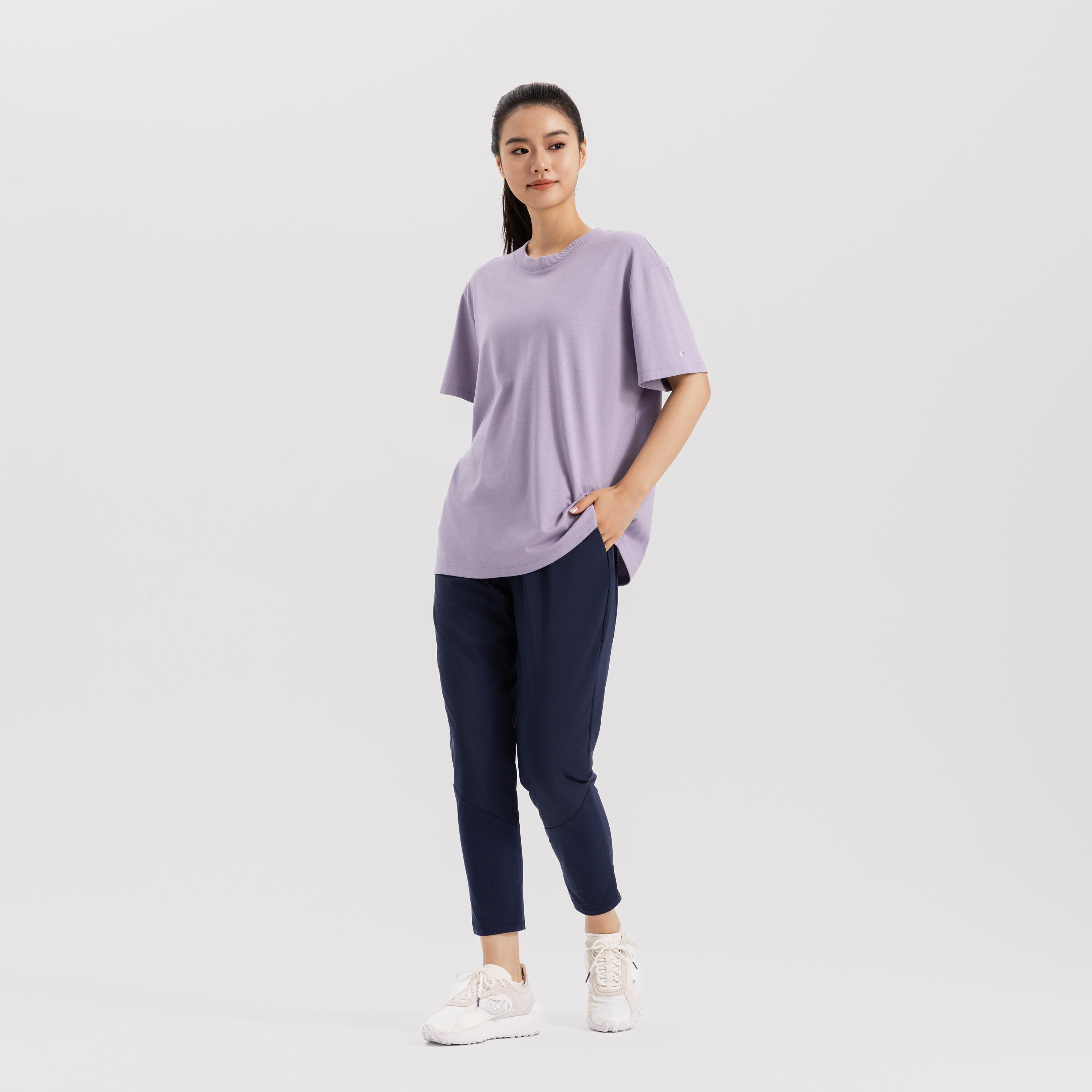 Breathable long Women's Gym Pants 100 -Steel Blue