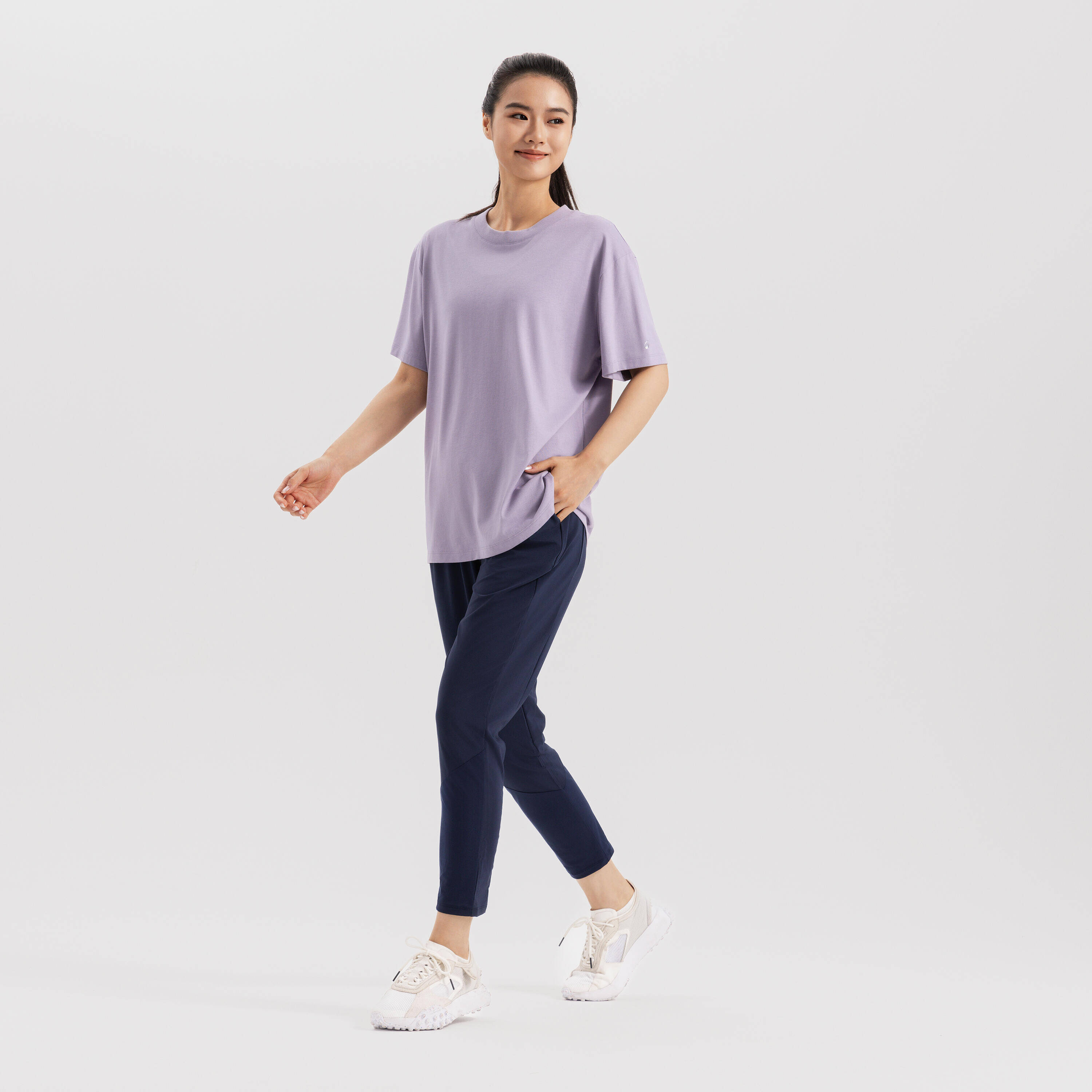Breathable long Women's Gym Pants 100 -Steel Blue -  4