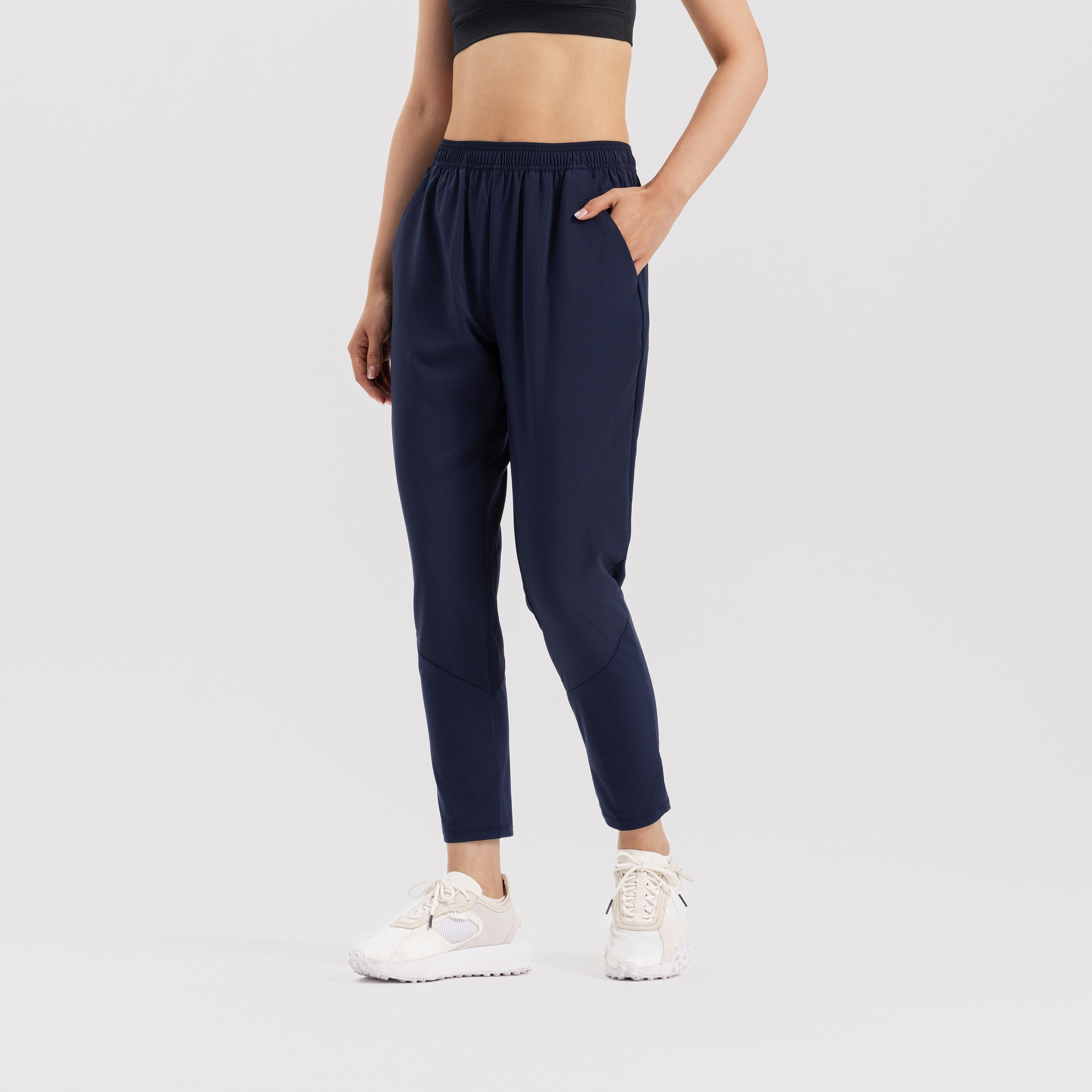 Breathable long Women's Gym Pants 100 -Steel Blue