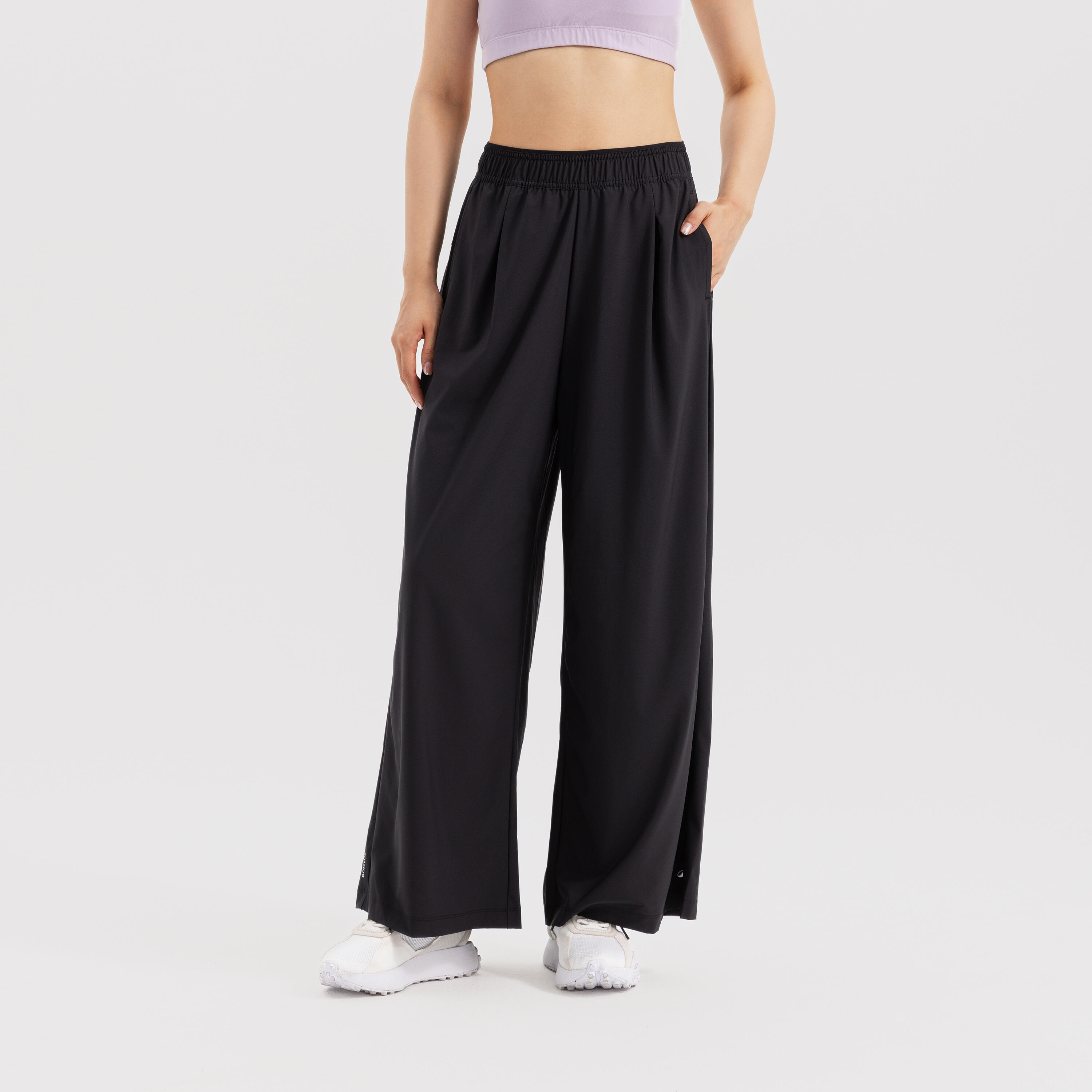 【HI FI FNK】(W) Dub Shirring Wide Pants Max Studio Women's High Waisted Button Sailor Wide Leg Pant