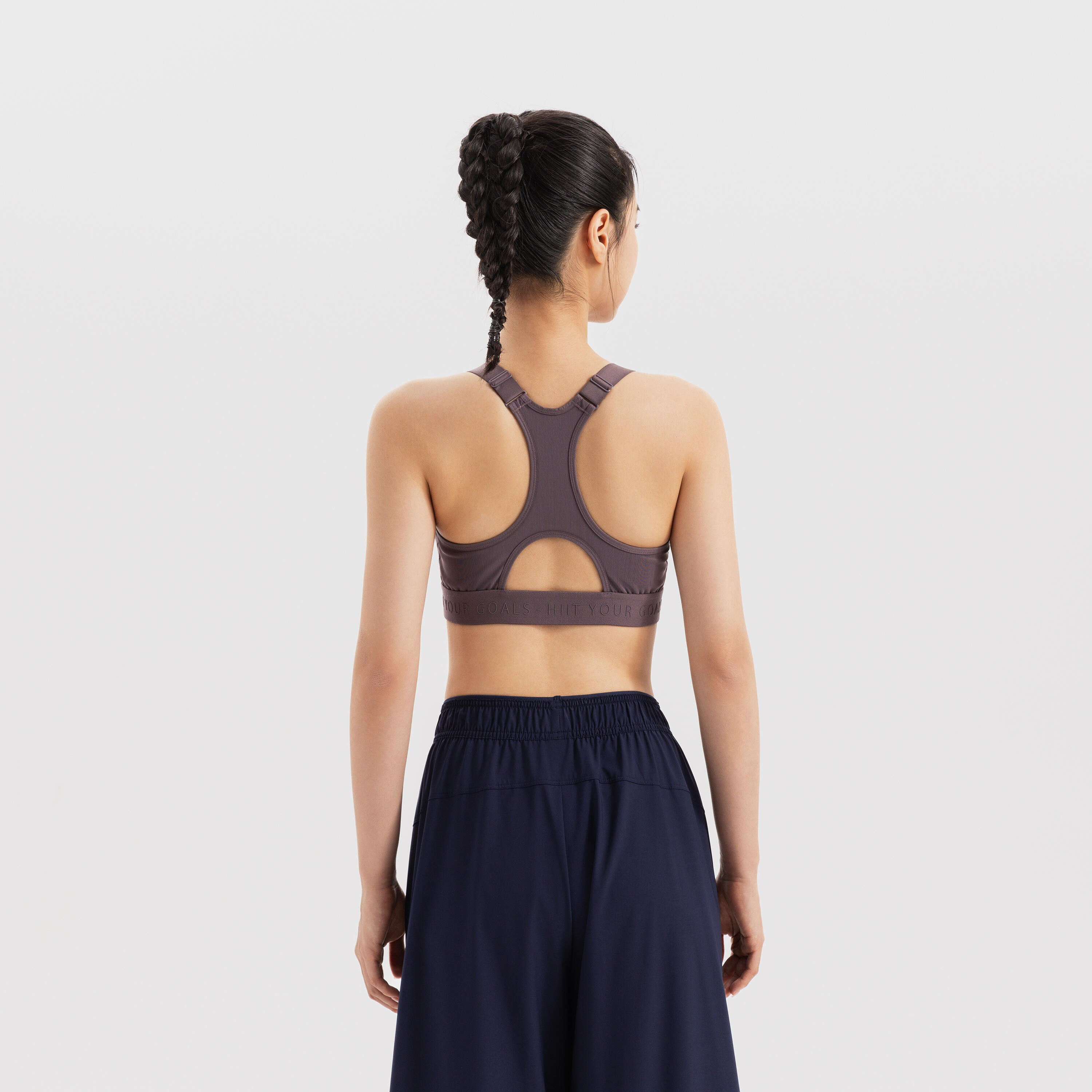 Women Sports Bra, Padded with Zip Detailing, High Support - Brown