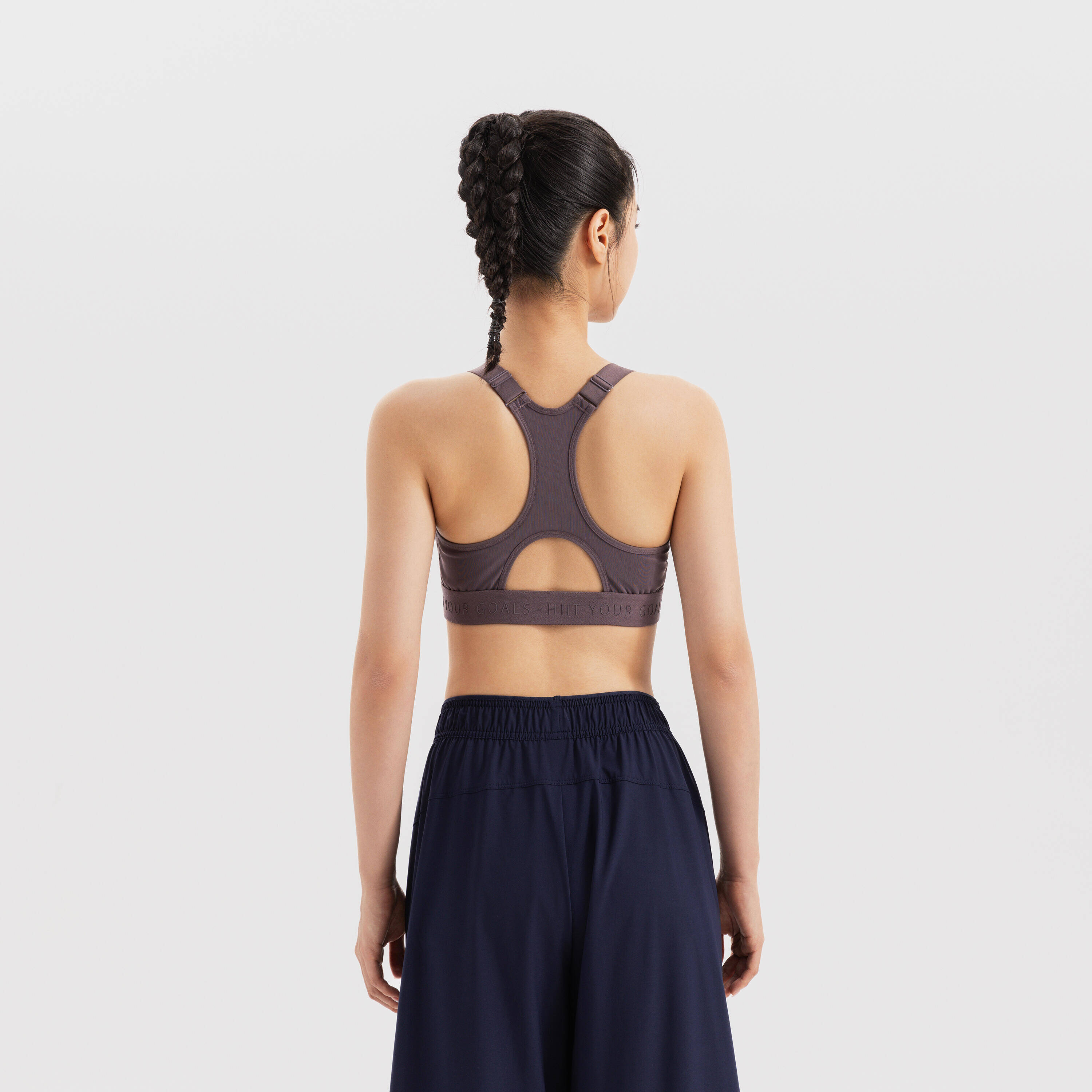 Women Sports Bra, Padded with Zip Detailing, High Support - Brown -  5