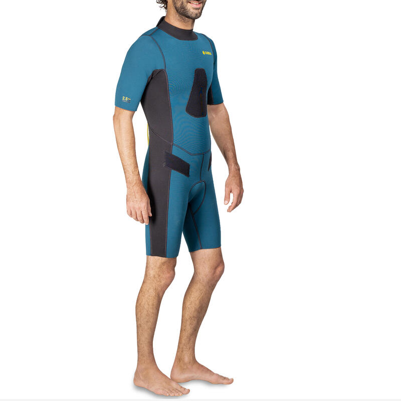Shorty Chasse sous-marine Homme néoprène 2.5mm - SPF 500 bleu