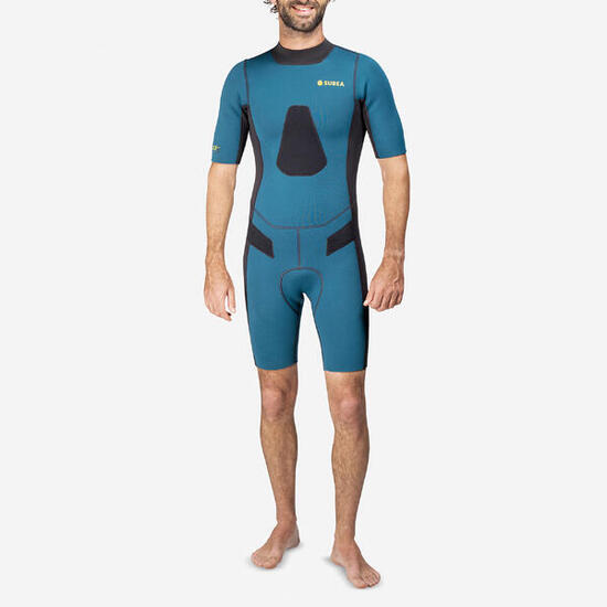 Muta shorty pesca subacquea uomo 500 neoprene 25 mm blu